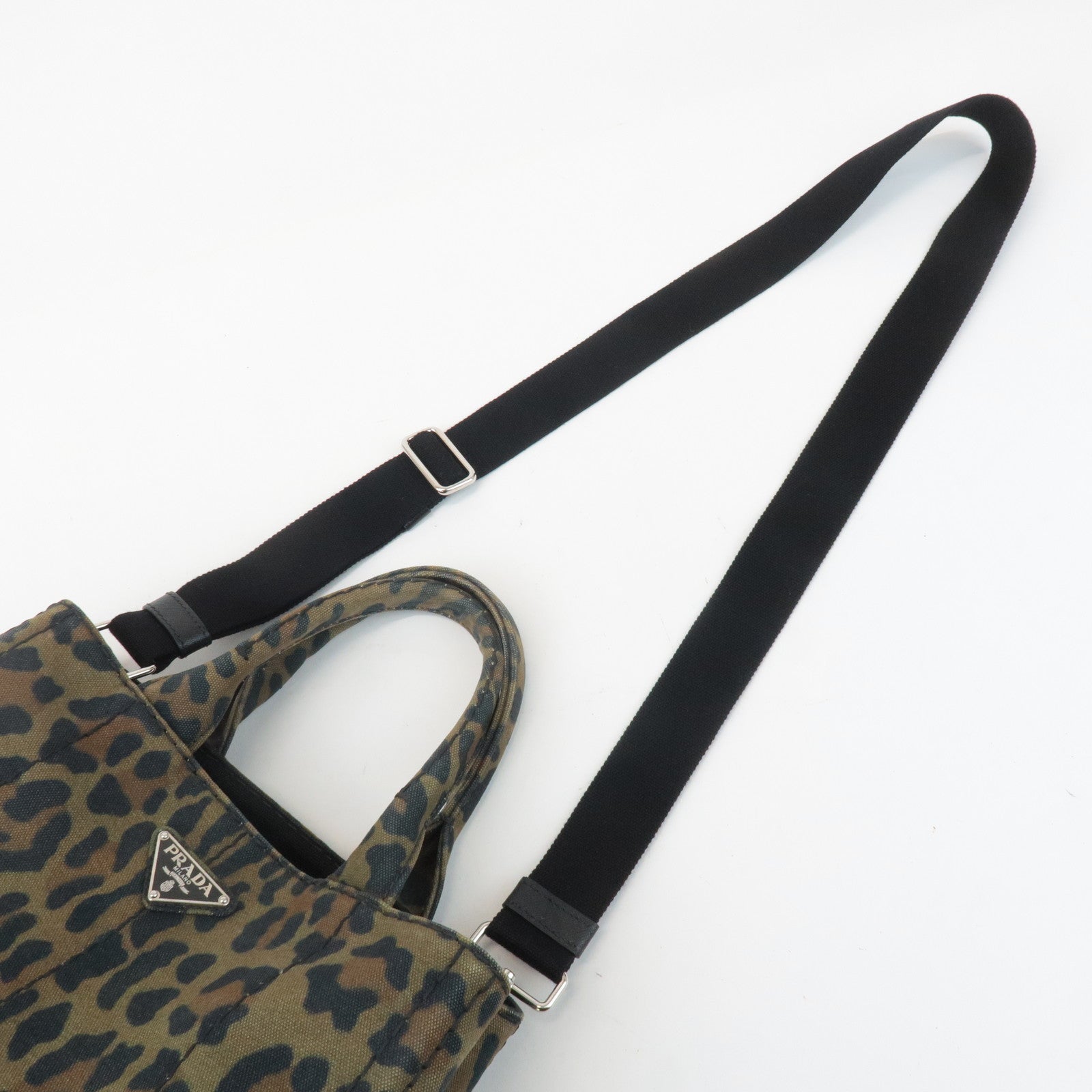 PRADA Canapa Canvas 2Way Bag Hand Bag Shoulder Bag Camouflage B2642B Used