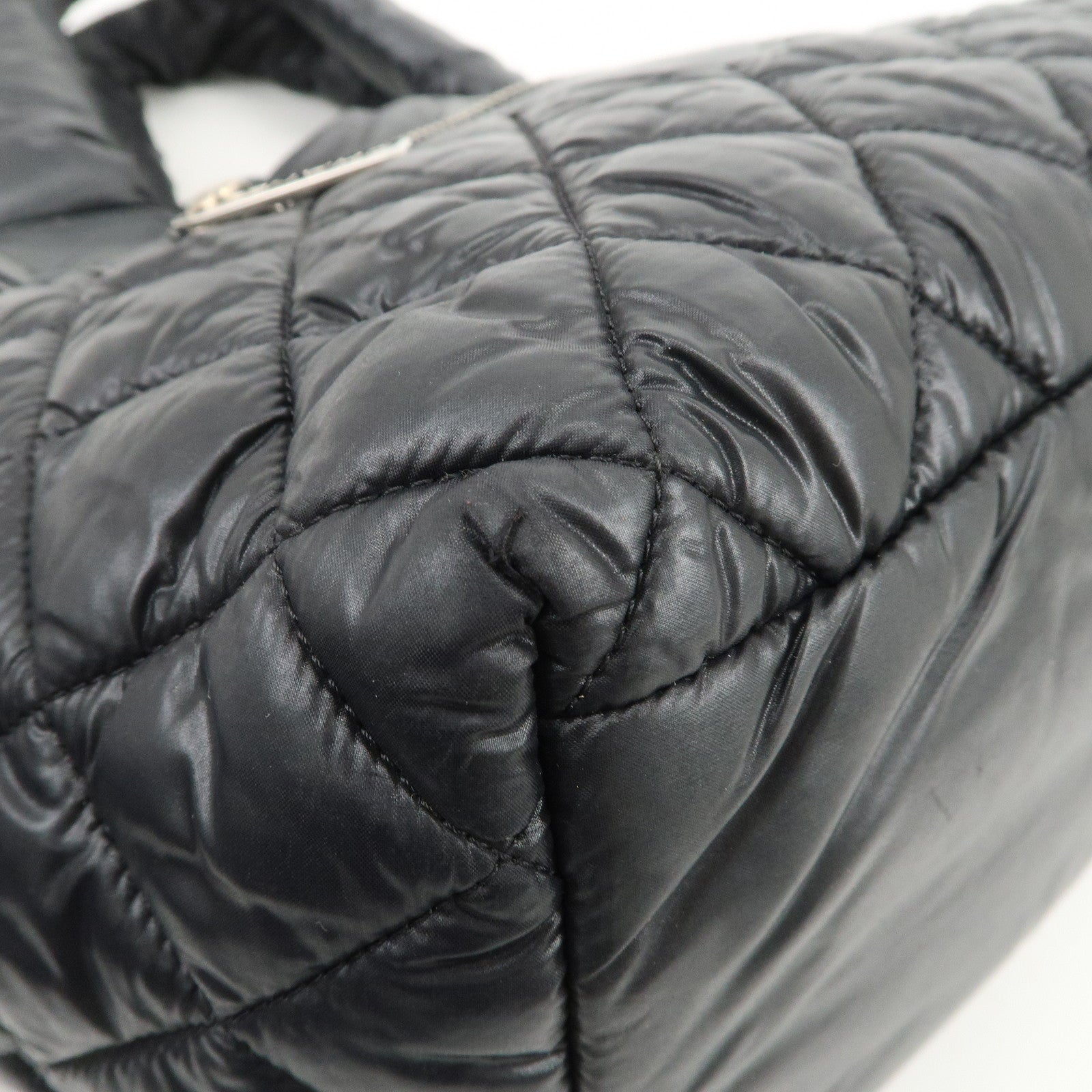 CHANEL COCO Cocoon PM Nylon Leather Tote Bag Hand Bag Black A48610