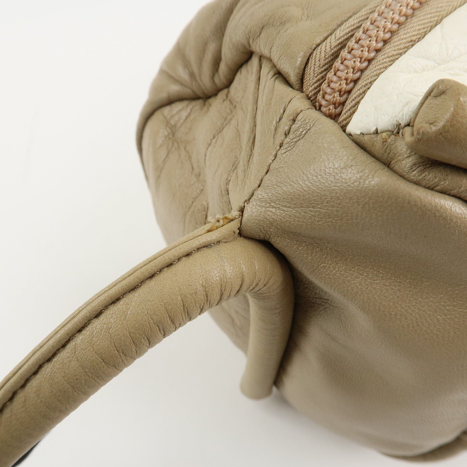 LOEWE Leather Shoulder Bag Crossbody Bag Beige White Used