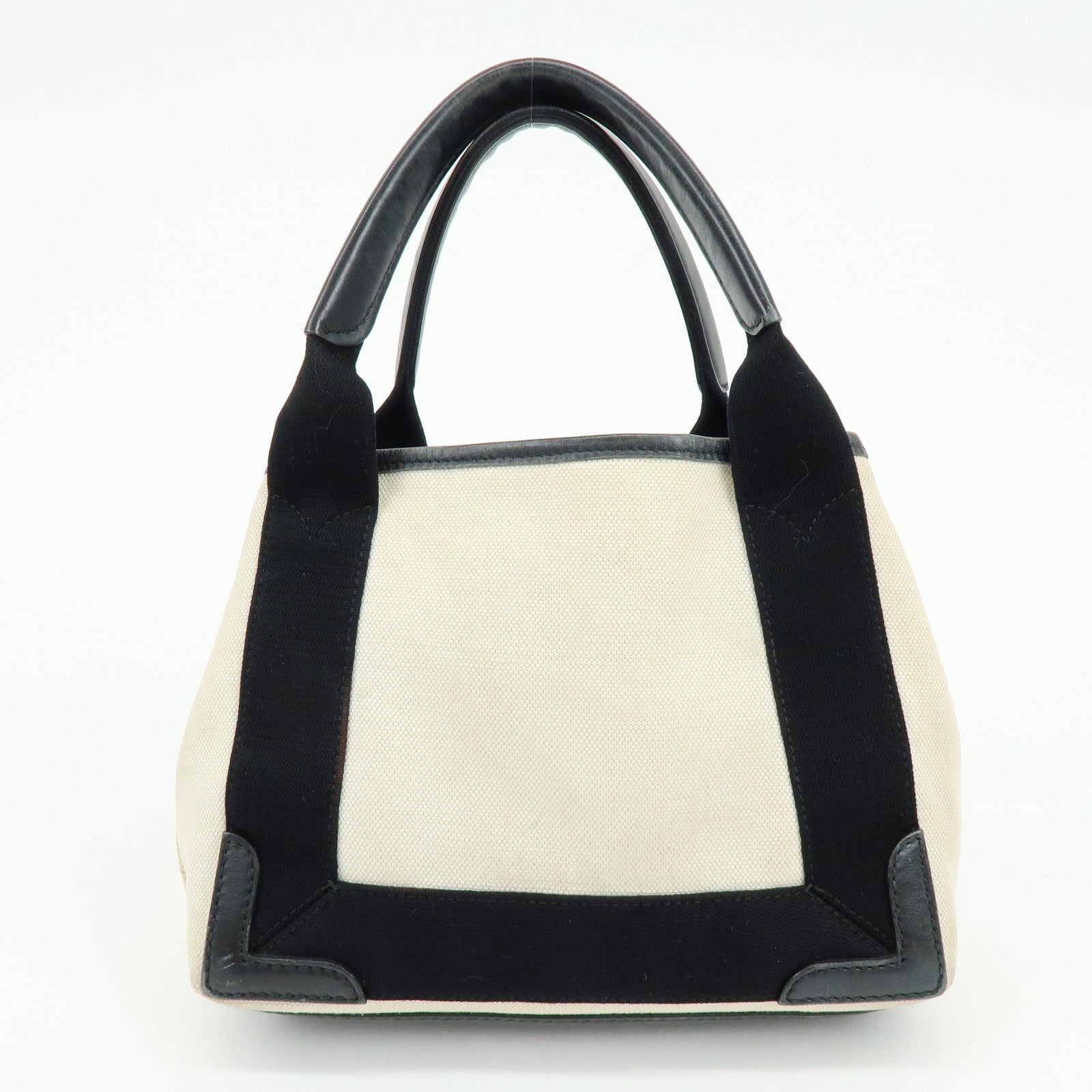 BALENCIAGA Navy Cabas XS Canvas 2WAY Bag Natural Black 390346