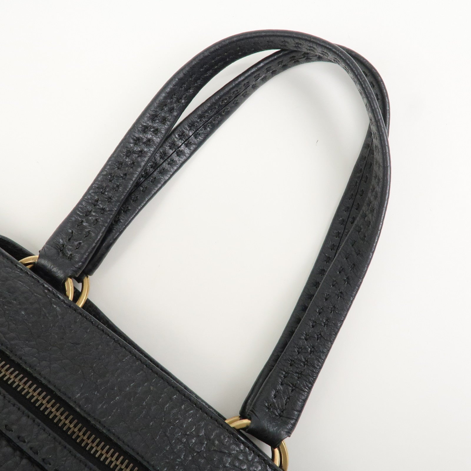 PRADA Triangle Logo Leather Shoulder Bag Hand Bag Black BR1976