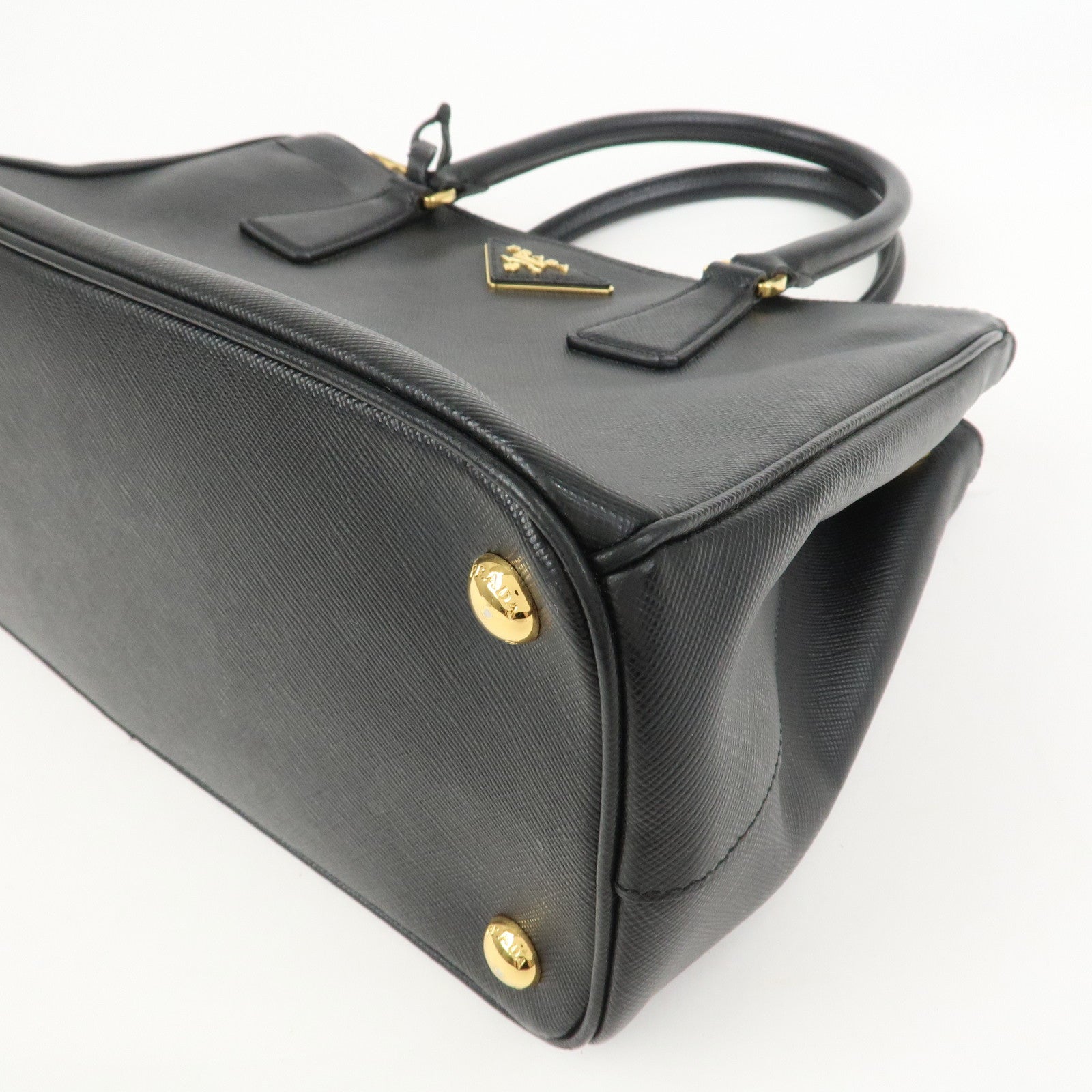 PRADA Triangle Logo Saffiano Leather 2Way Shoulder Bag Black BN2863