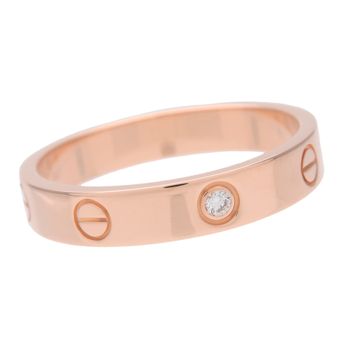 Cartier Mini Love 1P Diamond Ring K18 750PG Rose Gold #61 US9.5