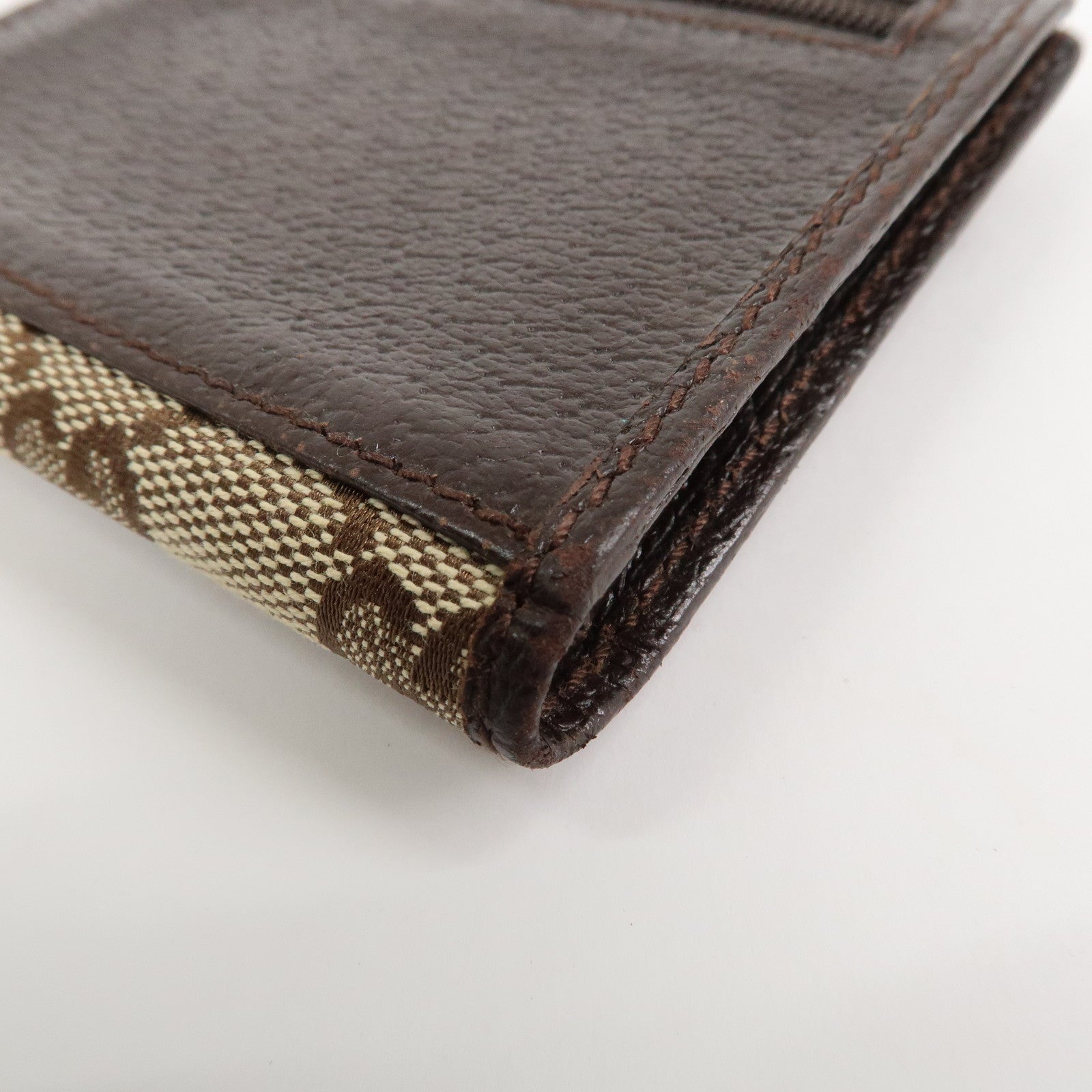 GUCCI Sherry GG Canvas Leather Bifold Compact Wallet Beige 181670