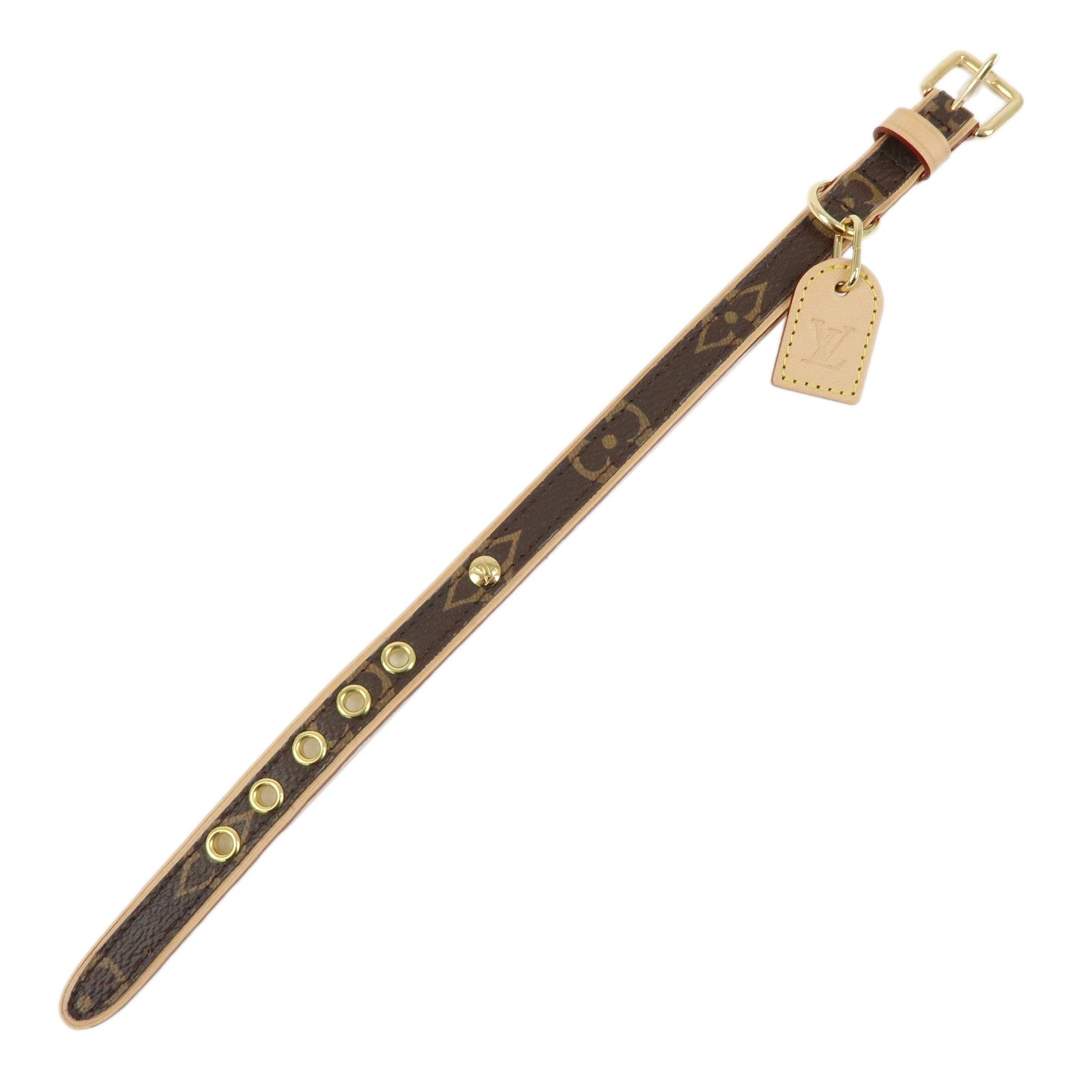 Louis Vuitton Monogram Canvas Leather Dog Collar Brown M80340