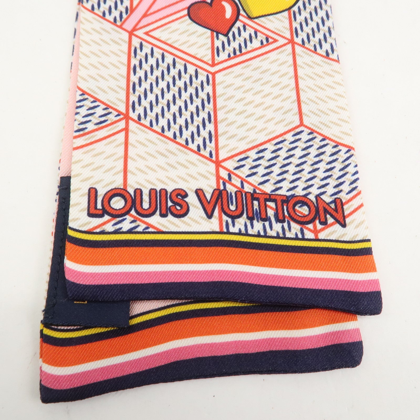 Louis Vuitton Bandeau Damier Pop-up Silk 100% Scarf Pink M77697