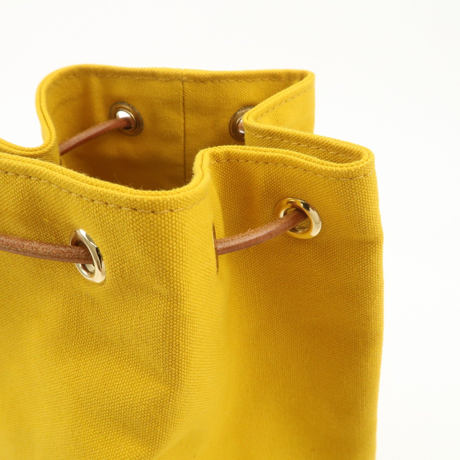 HERMES Porochon Mimil Canvas Leather PM Shoulder Bag Yellow