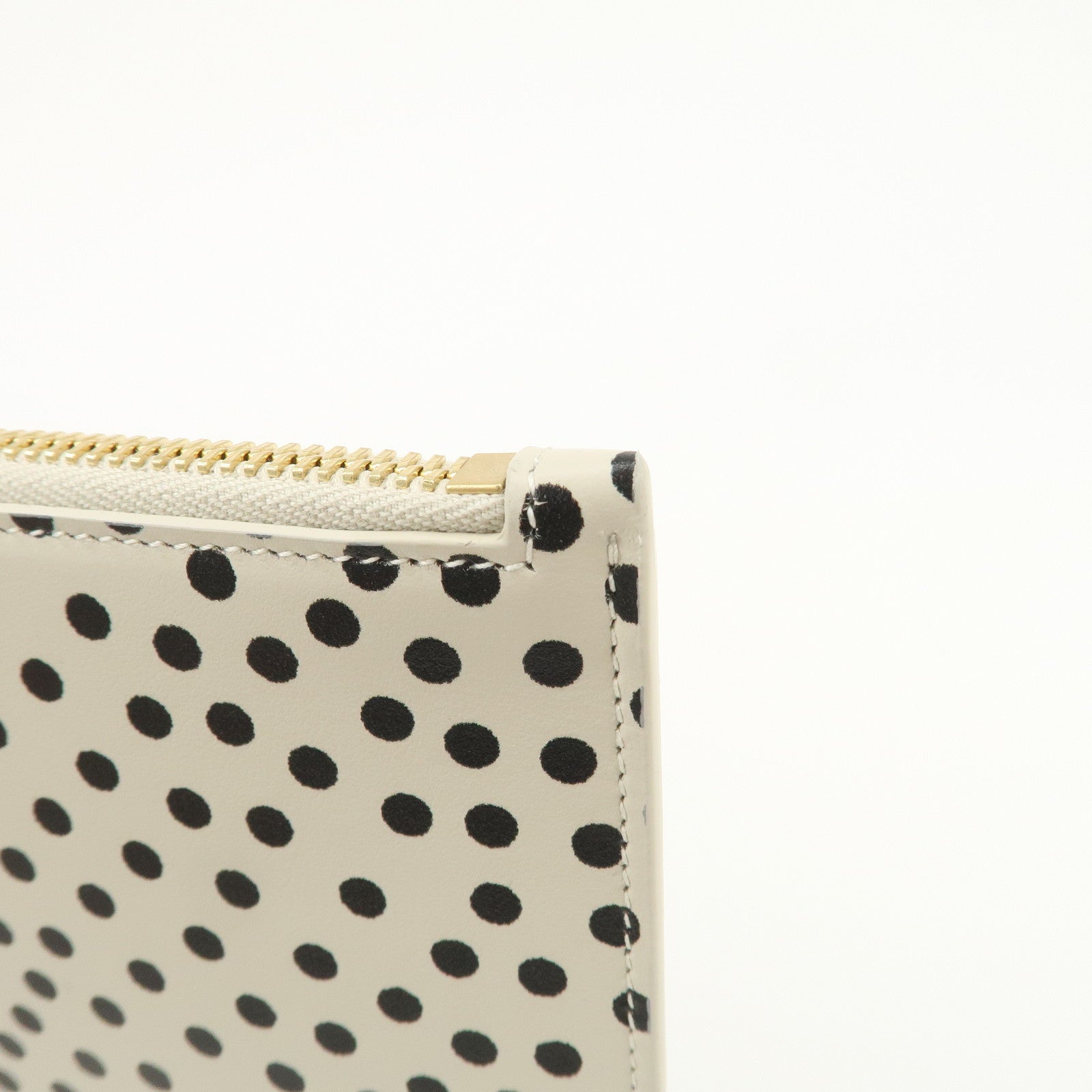SAINT LAURENT PARIS Leather Clutch Bag Second Bag Dots Ivory Used