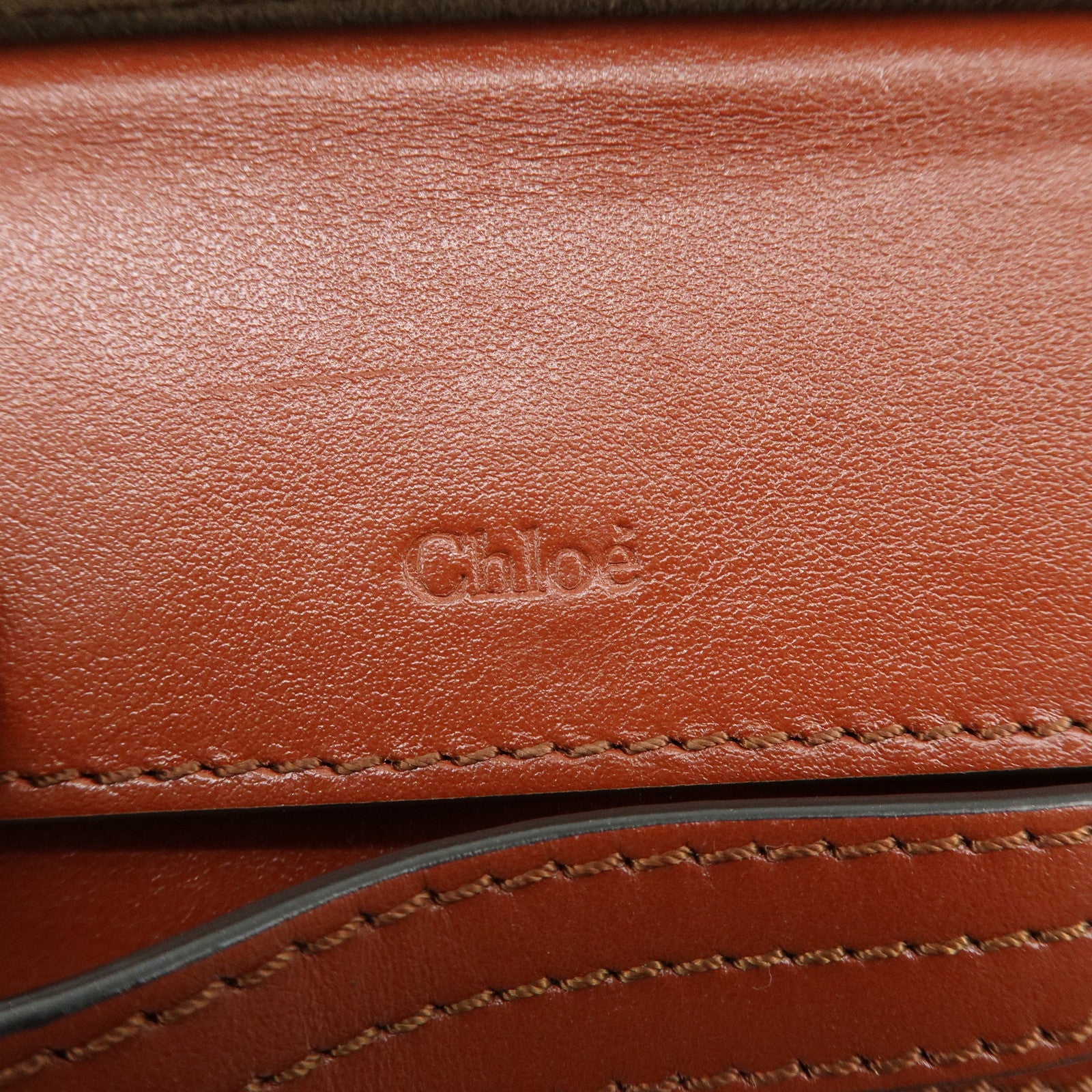 Chloe Leather 2Way Chain Shoulder Bag Mini Vanity Bag Brown