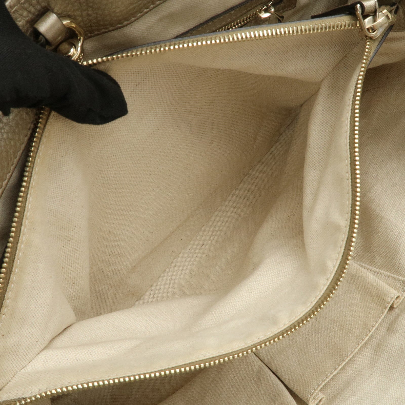 GUCCI Bamboo Leather Tote Bag Shoulder Bag Champagne Gold 269945