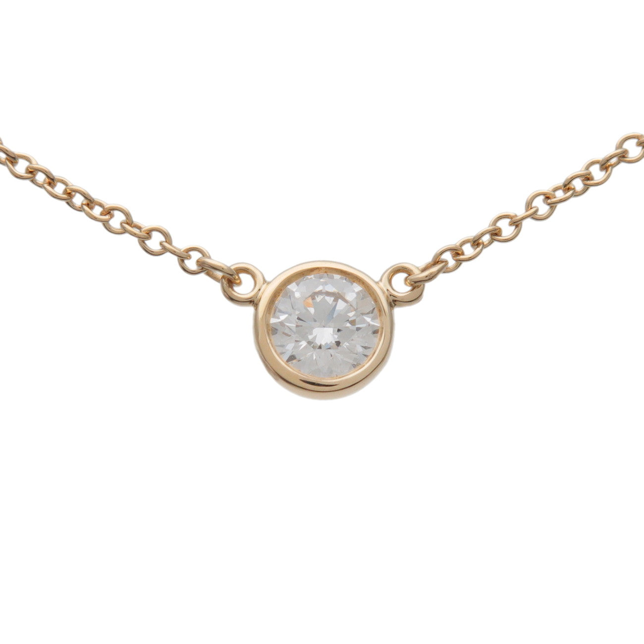 Tiffany & Co By The Yard 1P Diamond Necklace K18 750YG Yellow Gold
