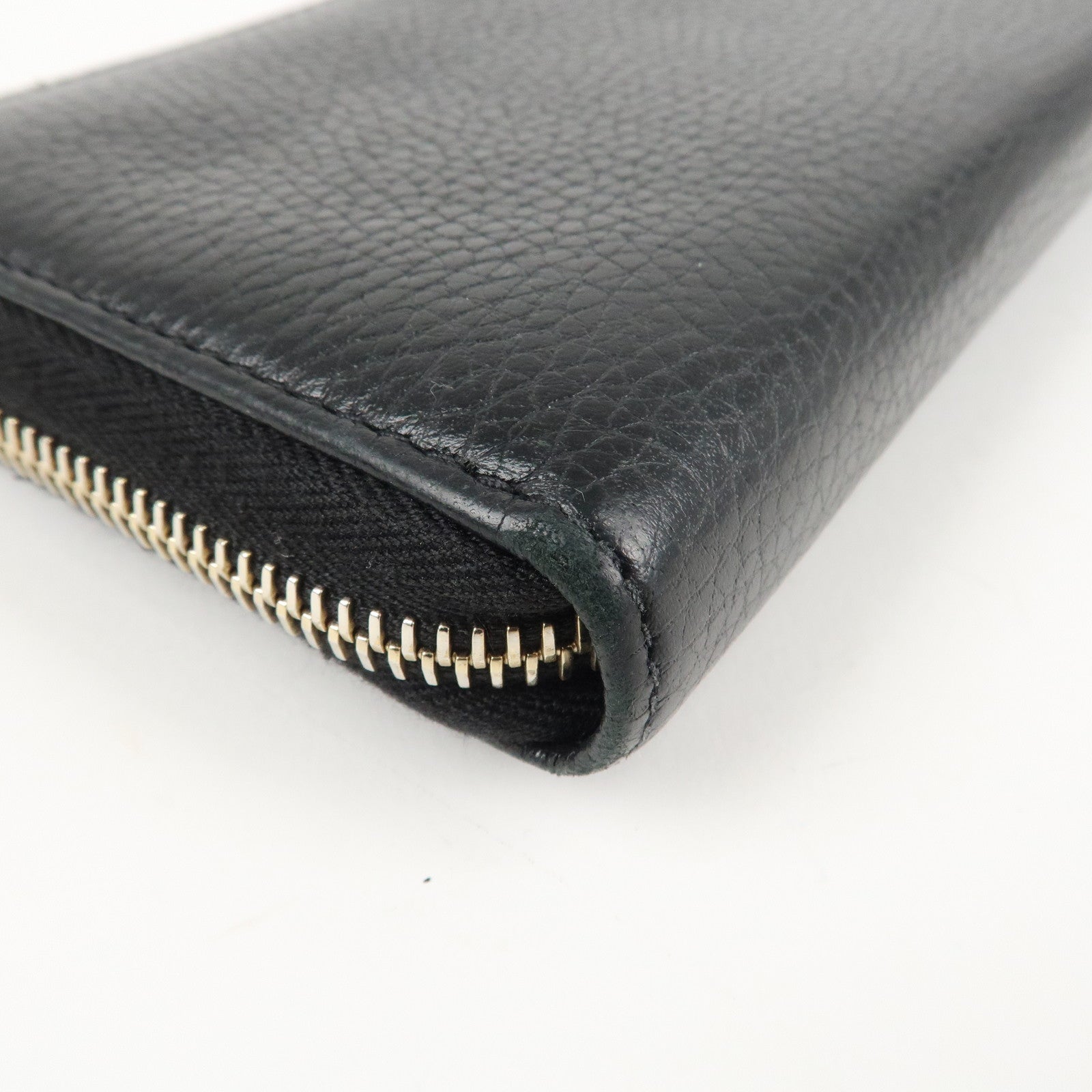 GUCCI SOHO Leather Zip Around Long Wallet Black Used