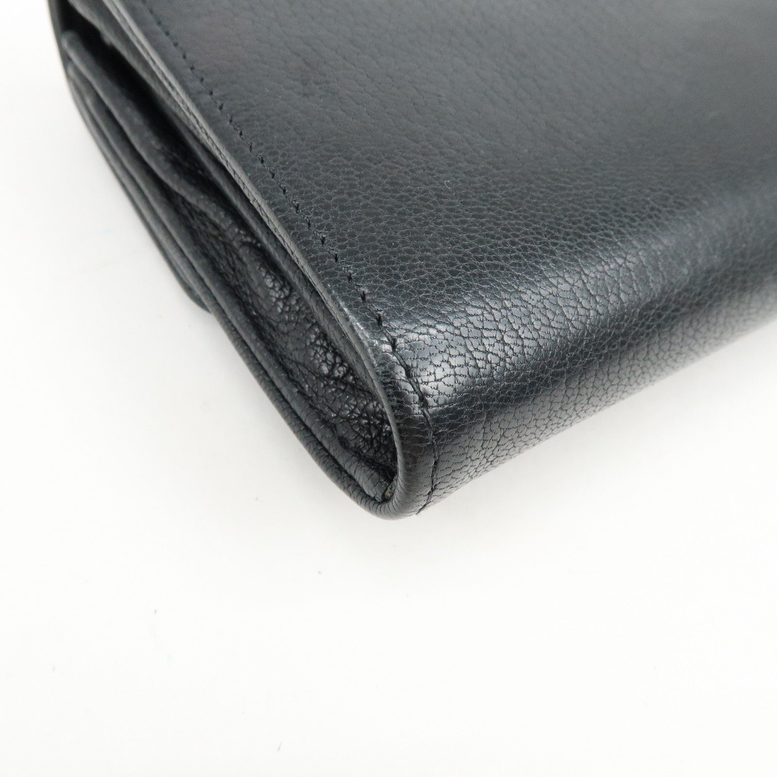 CHANEL COCO Mark Leather Flap Bi-Fold Long Wallet Black