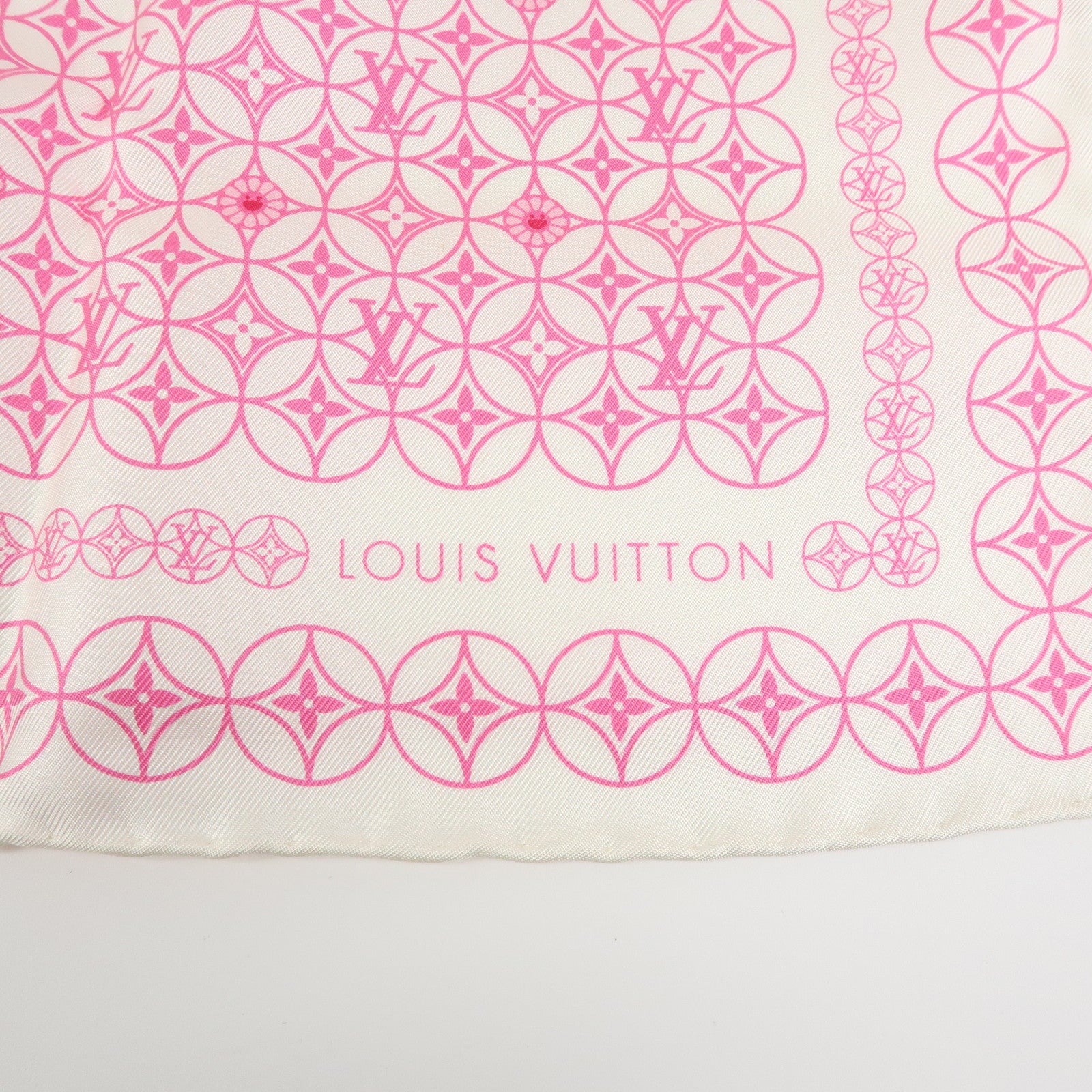 Louis Vuitton Silk 100% Scarf Murakami White Pink