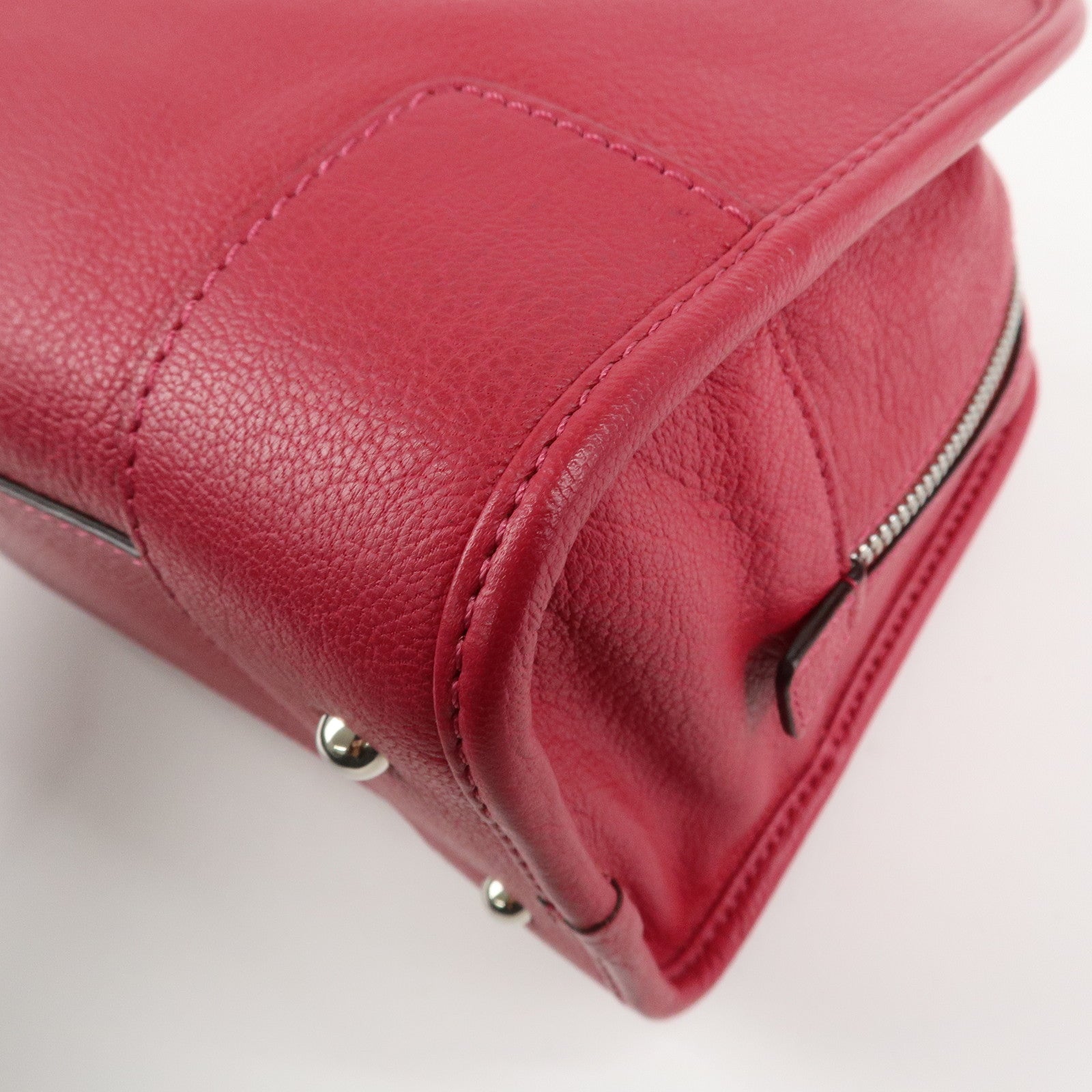 LOEWE Anagram Leather Amazona 28 Hand Bag Boston Bag Red Used