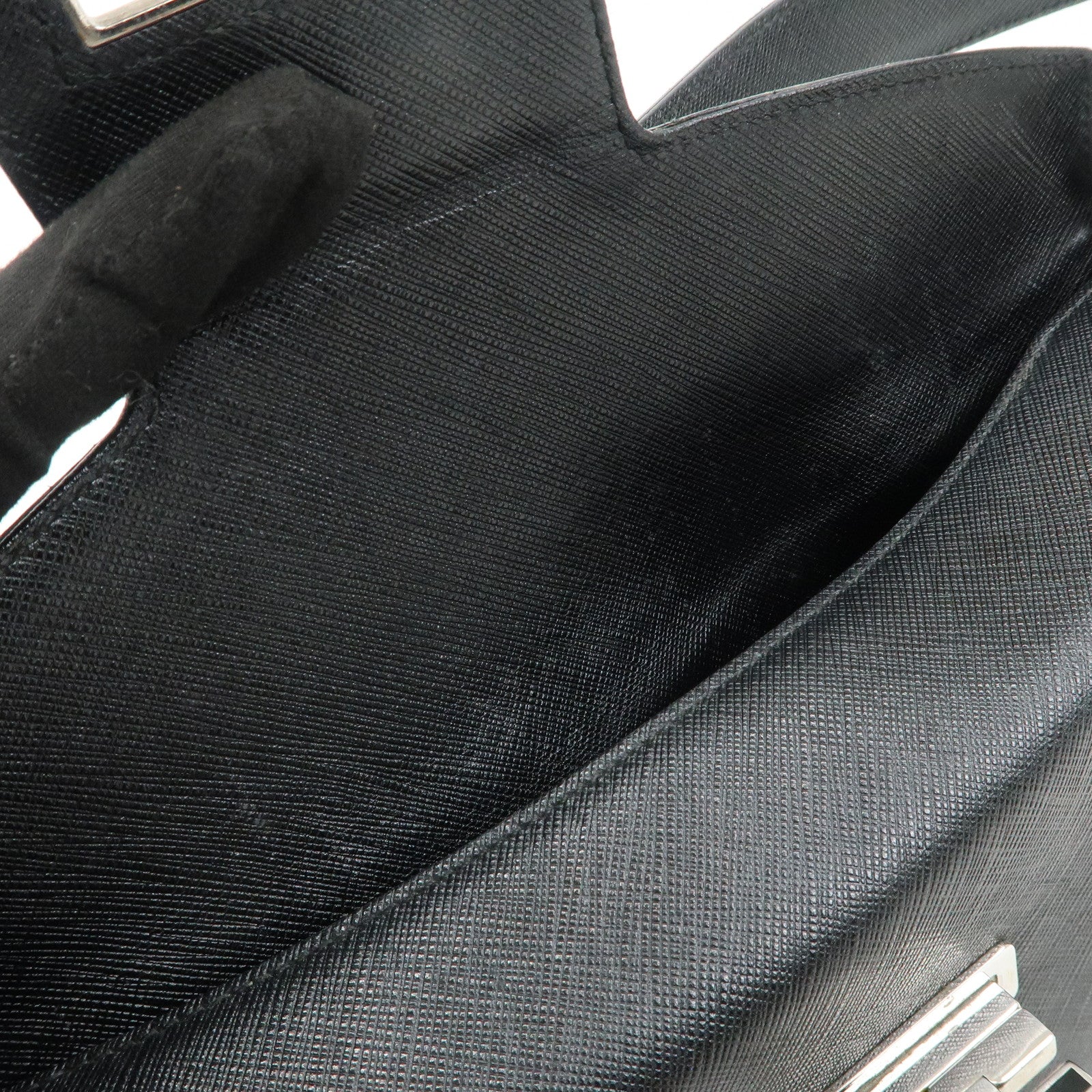 Ferragamo Gancini Leather Shoulder Bag Hand Bag Black Silver HDW