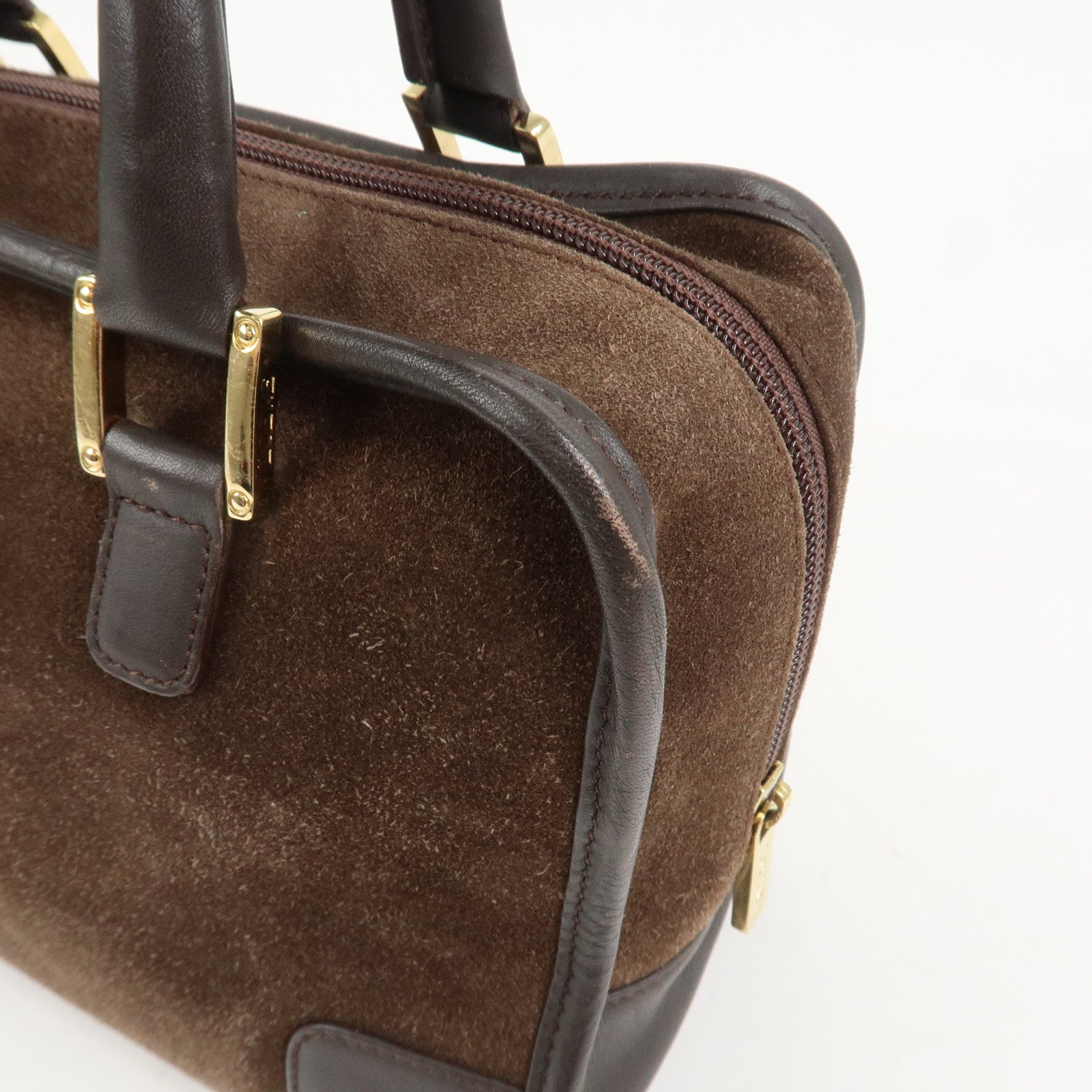 LOEWE Anagram Suede Leather Amazona 28 Hand Bag Brown