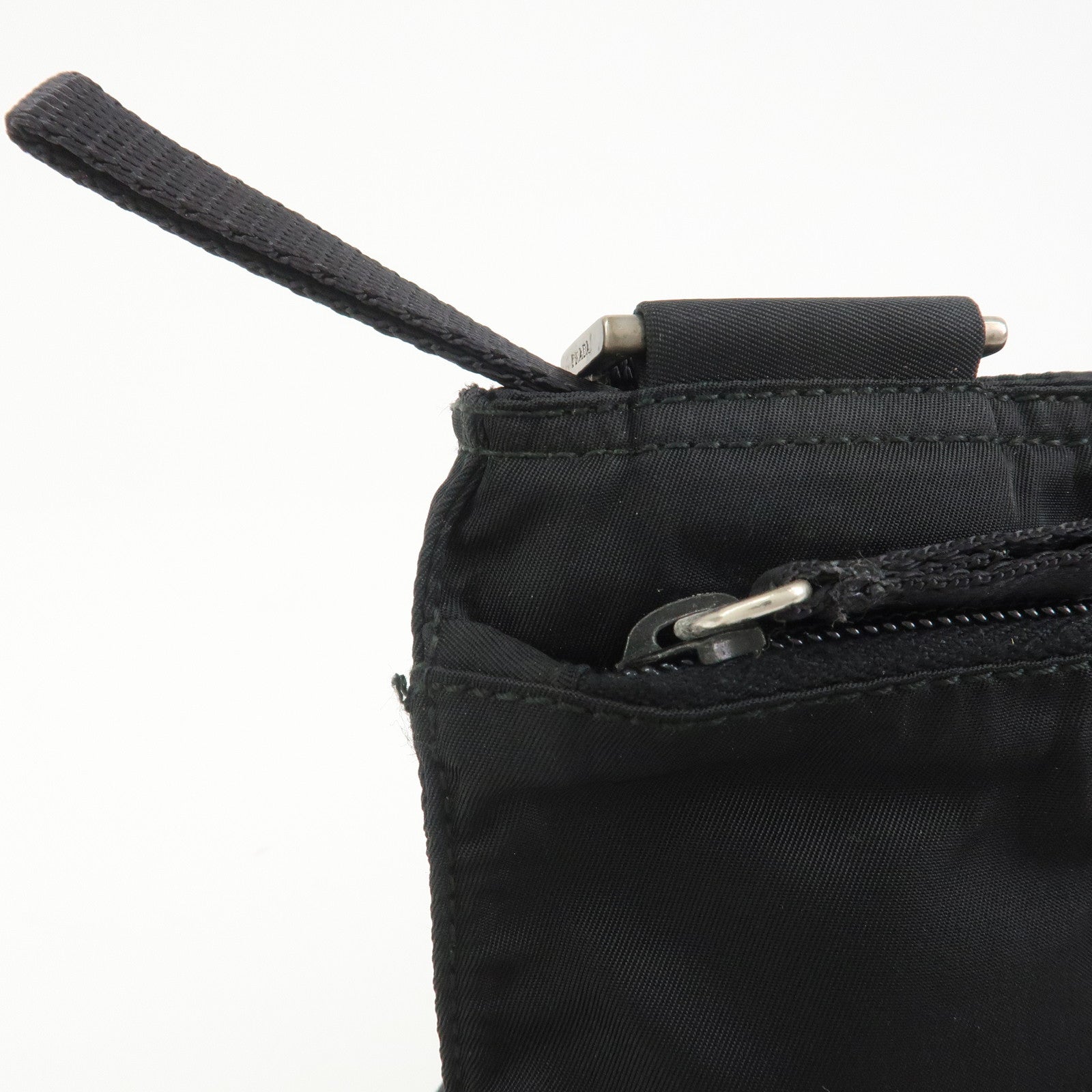 PRADA Triangle Logo Nylon Shoulder Bag Crossbody Bag Black BT7372