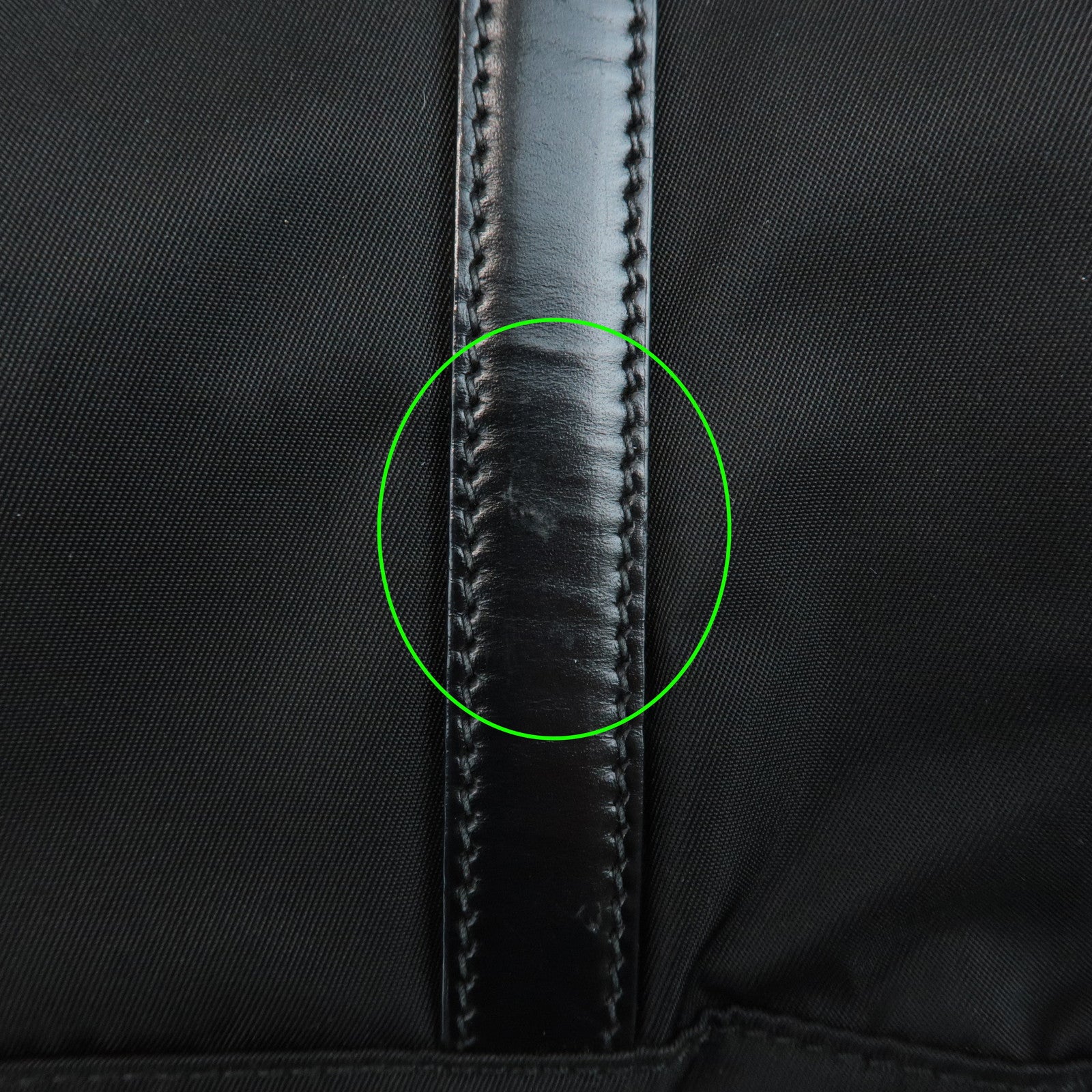 PRADA Triangel Logo Leather Nylon 2Way Bag Tote Bag Black BN1066