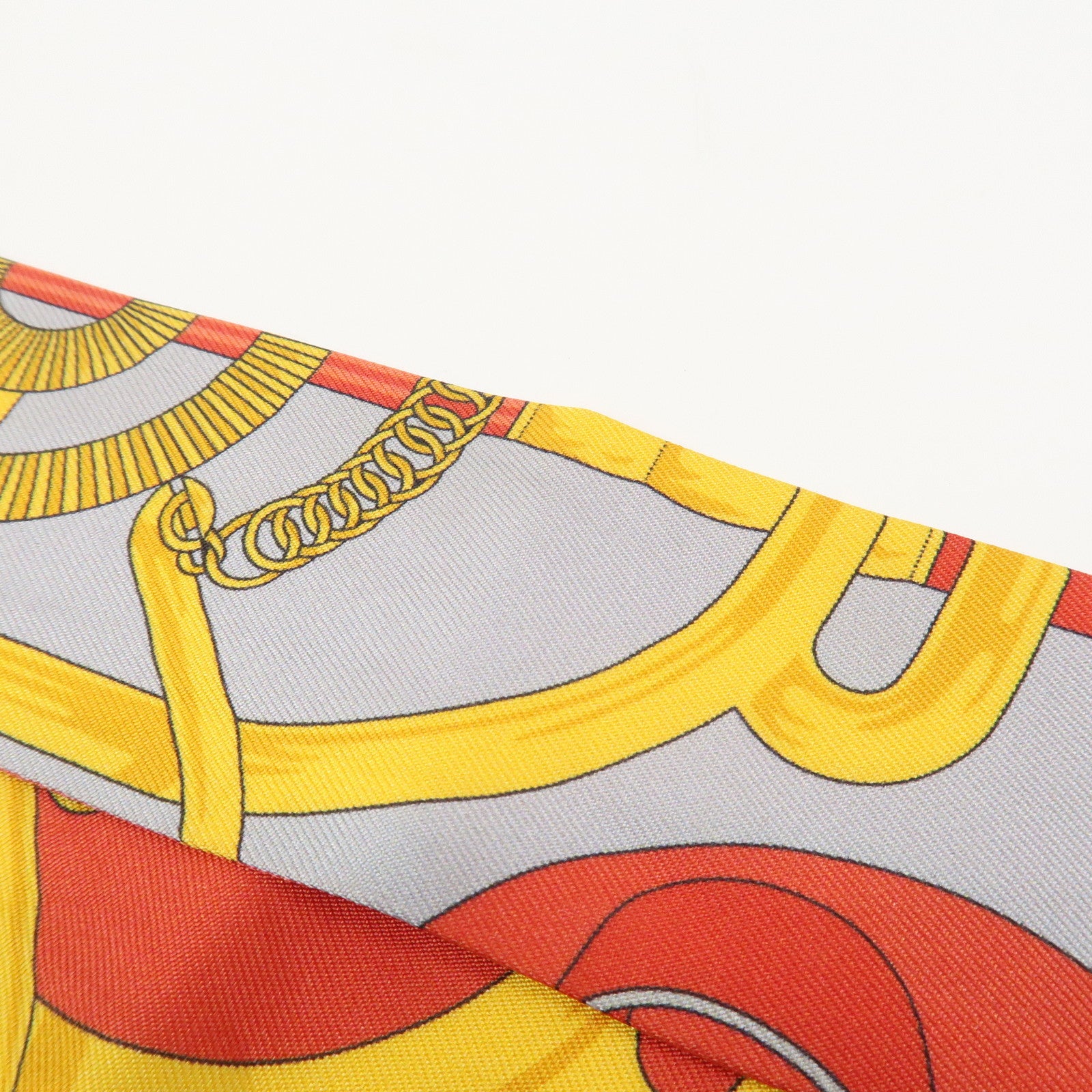 HERMES Twilly Silk 100% Scarf Eperon d'or Red Gray