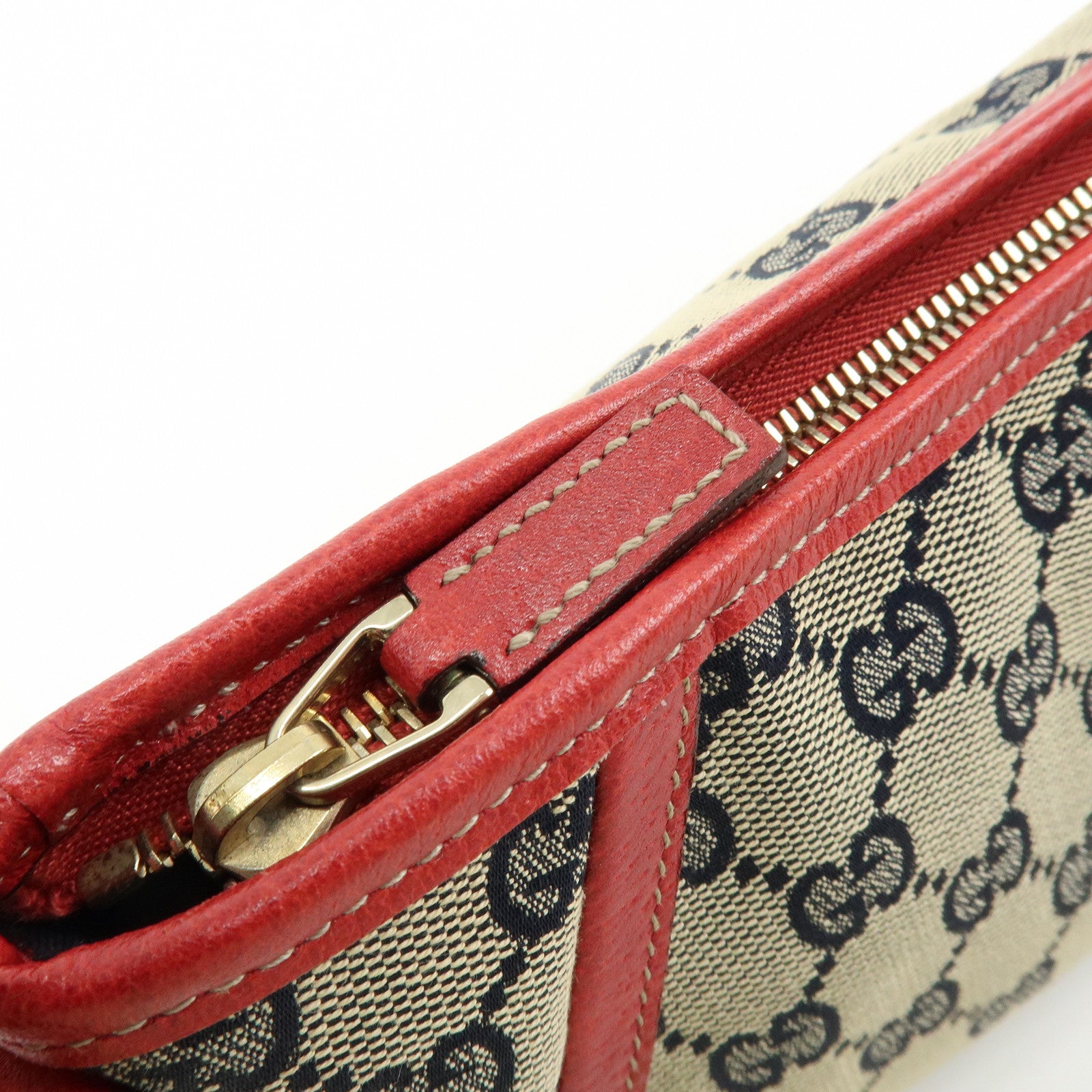 GUCCI Abbey GG Canvas Leather Shoulder Hand Bag Beige Red 130939