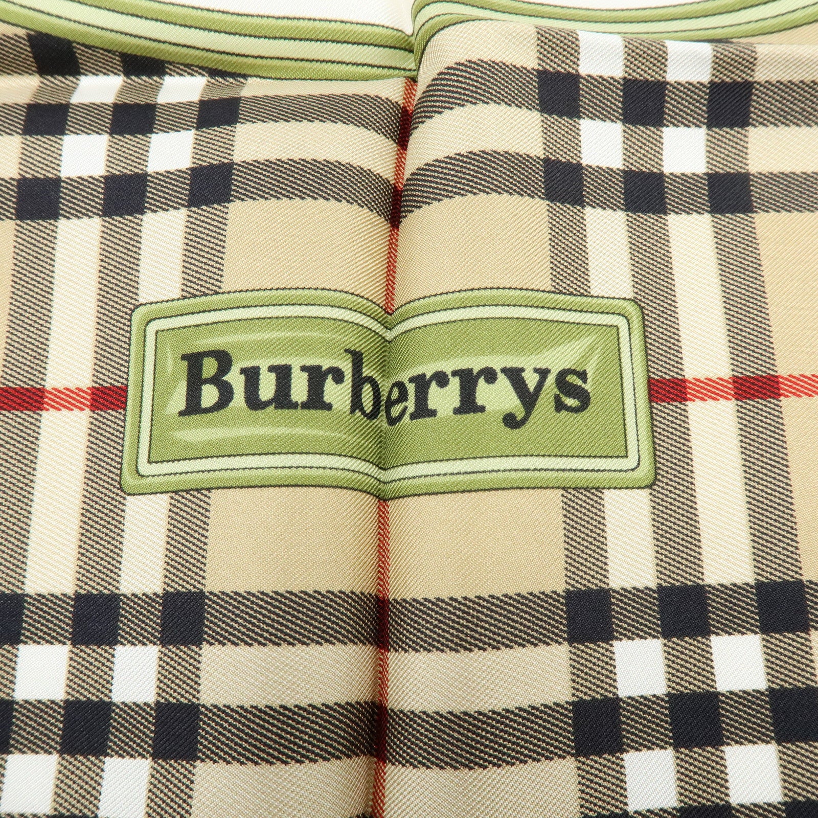BURBERRY Nova Plaid Flower Motif Silk 100% Scarf Beige White Orange