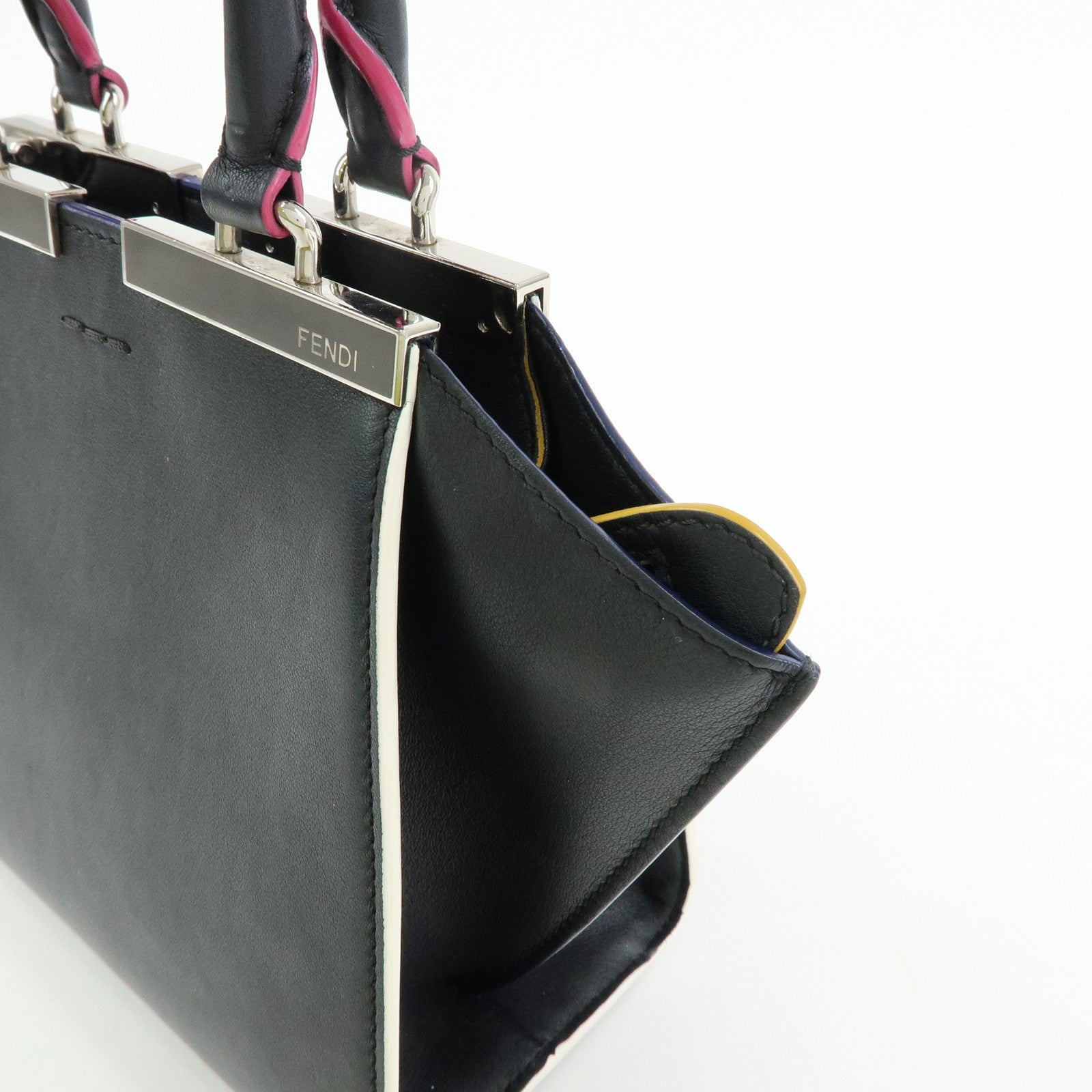 FENDI 3Jours Leather 2Way Shoulder Bag Hand Bag Black 8BH333