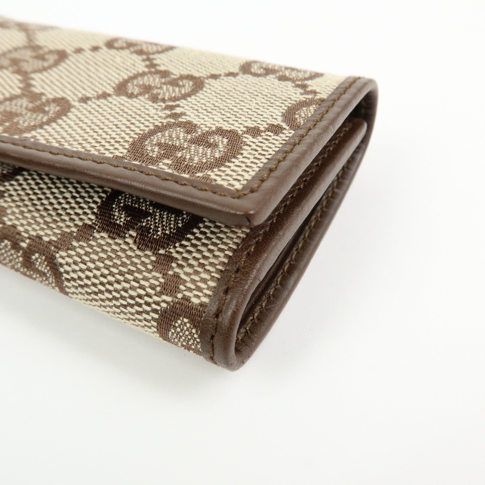 GUCCI GG Canvas Leather 6 Ring Key Case Beige Brown