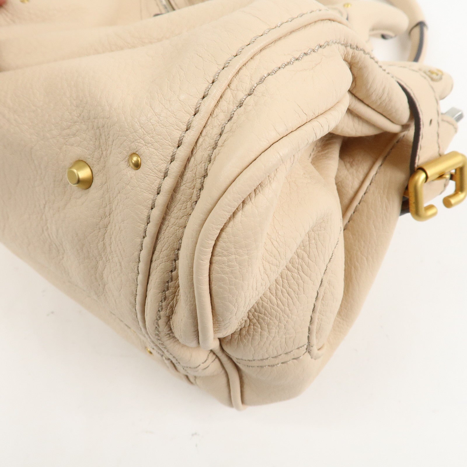 Chloe Paddington Leather Medium Shoulder Bag Hand Bag Beige
