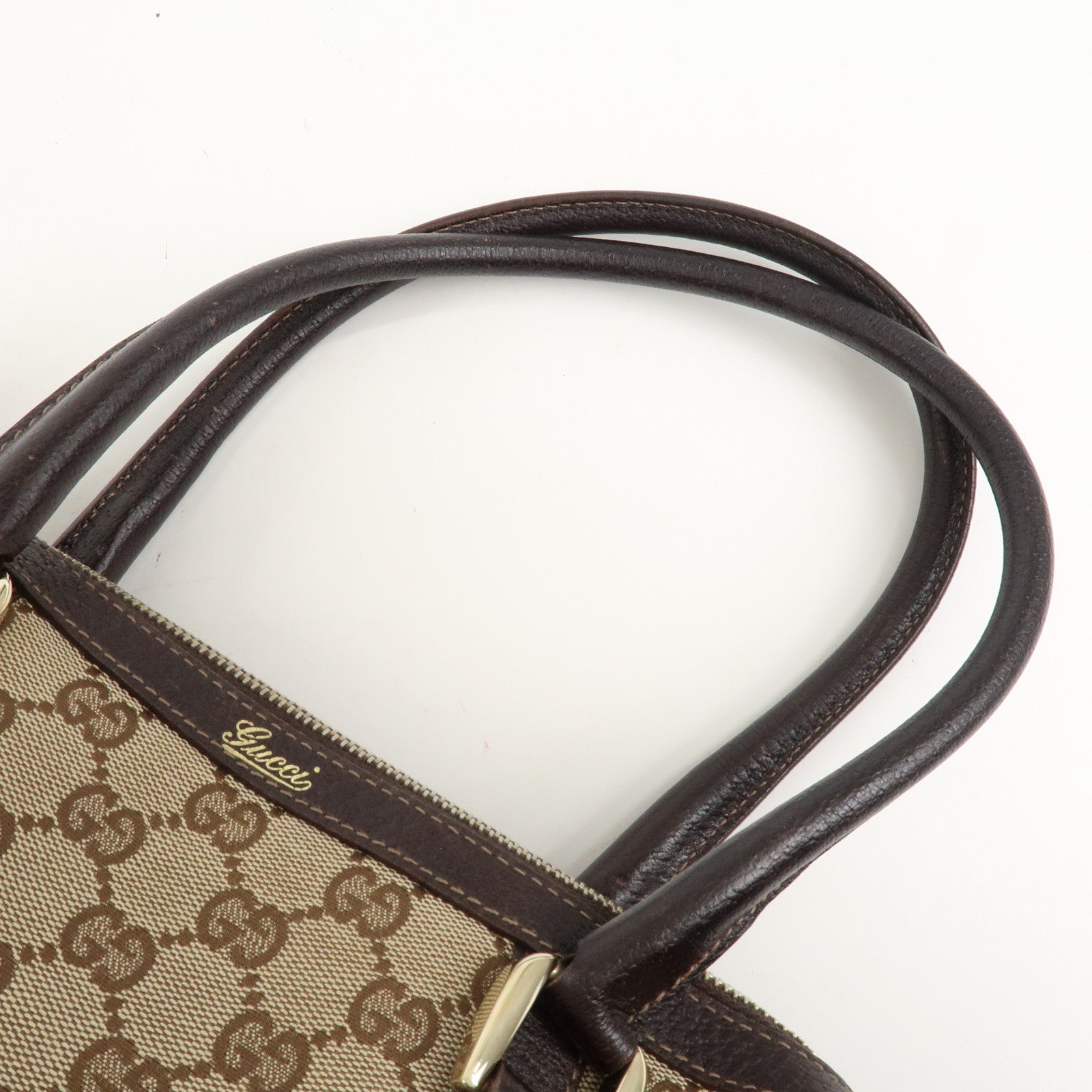 GUCCI Abbey GG Canvas Leather Mini Boston Bag Brown Beige 130942