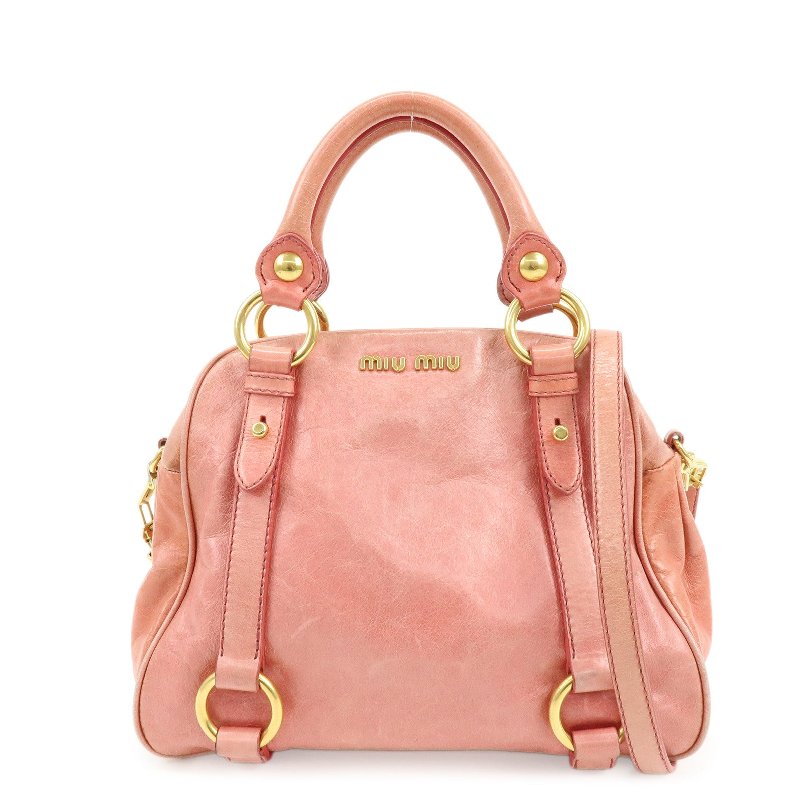MIU MIU Leather 2Way Bag Hand Bag Shoulder Bag Pink