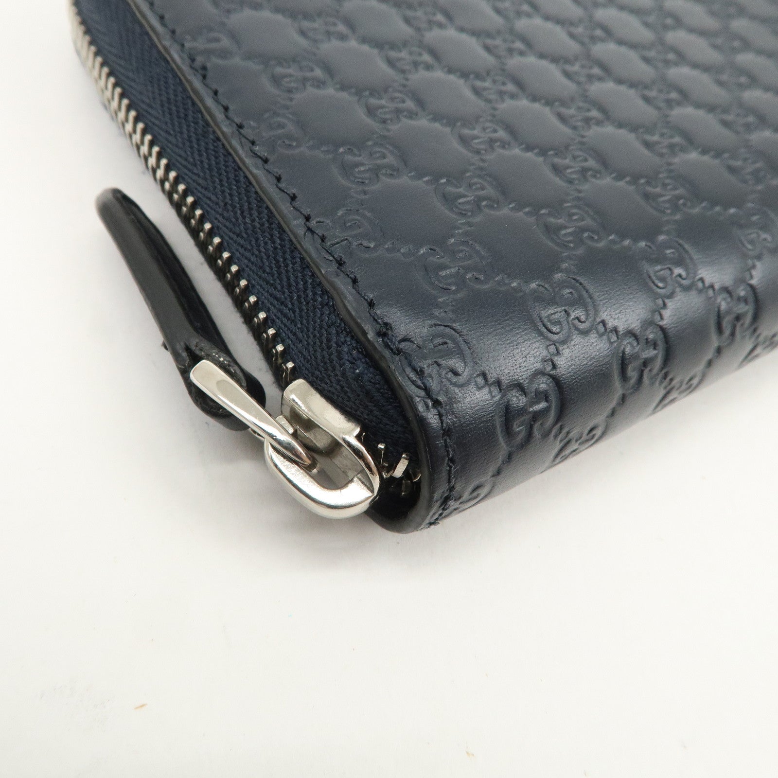 GUCCI Micro Guccissima Leather Zippy Long Wallet Navy 544473
