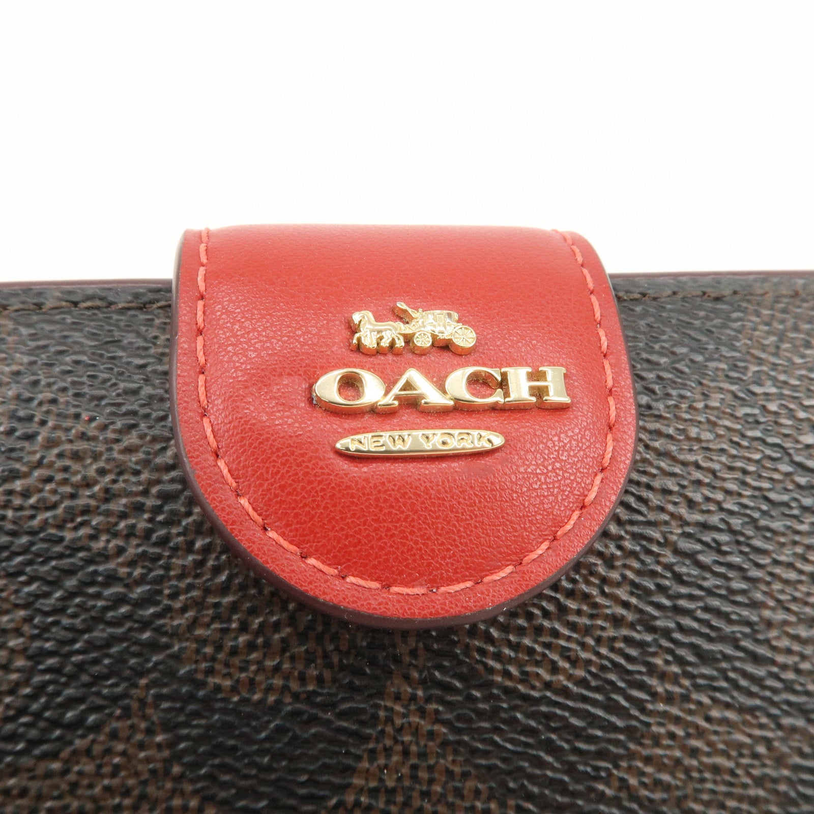 COACH Set of 5 Signature PVC Leather Compact Wallets Brown Red
