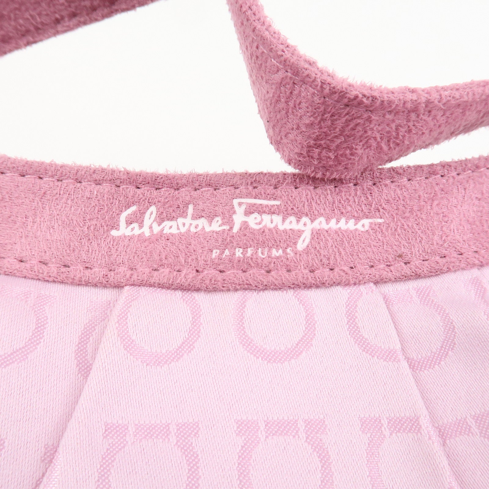 Ferragamo Gancini Nylon Suede Hand Bag Pouch Pink