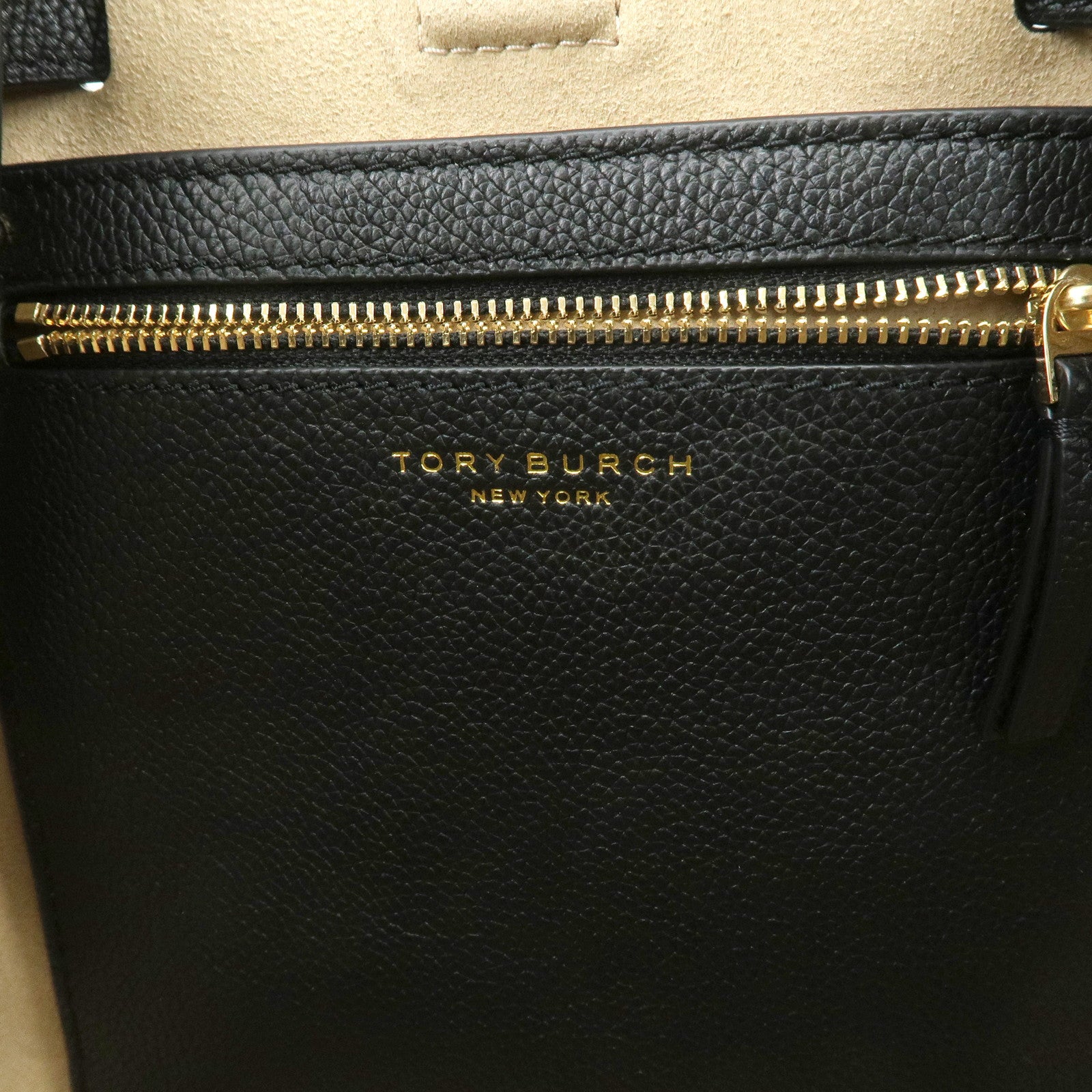 TORY BURCH ROMY Logo Leather Small Tote Bag 2Way Bag Hand Bag Black