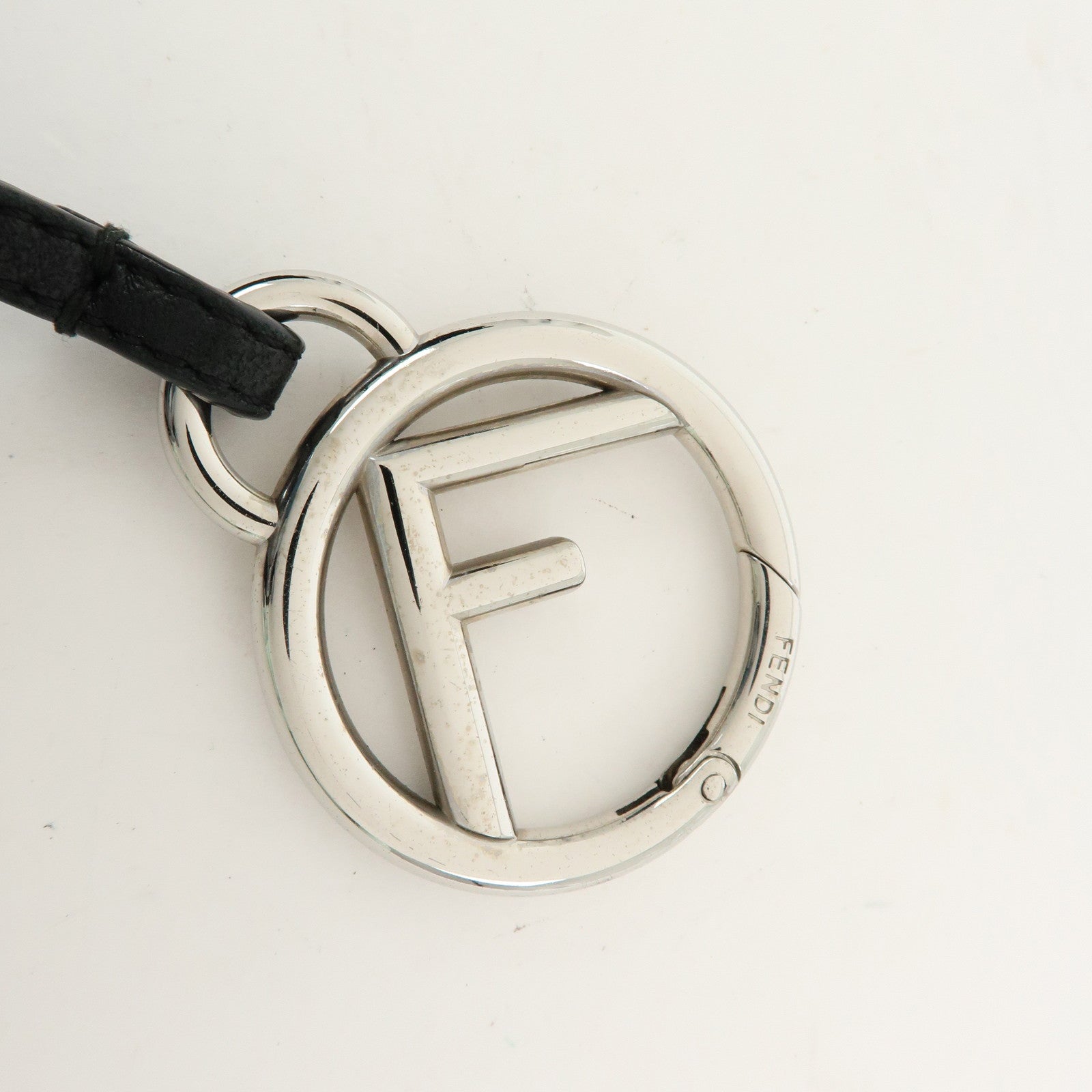 FENDI Zucca Canvas Leather Space Monkey Bag Charm Key Chain Blue