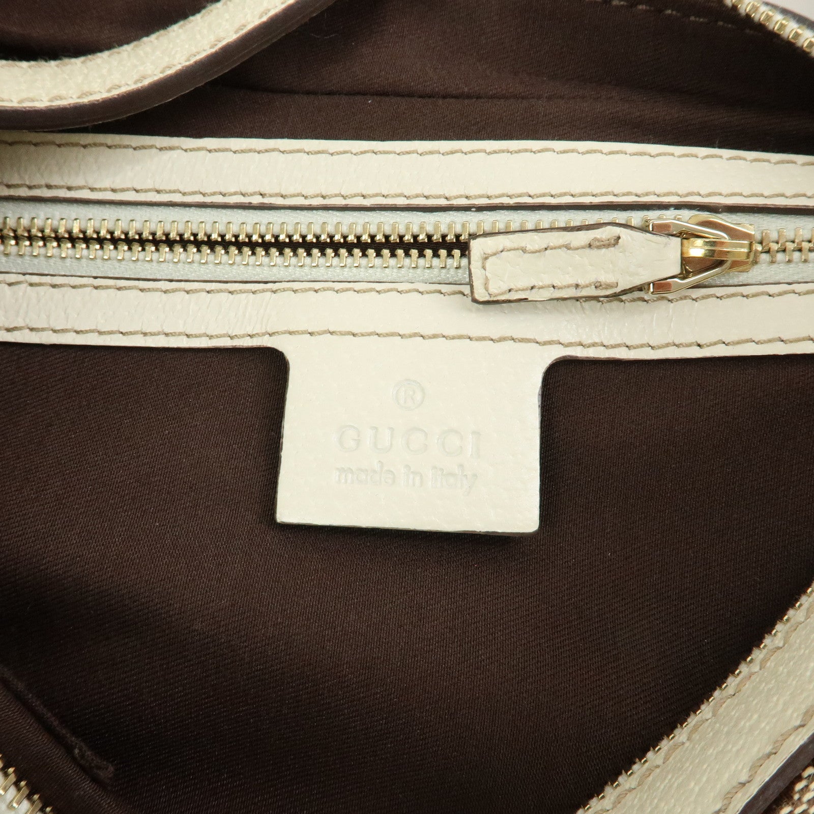 GUCCI GG Canvas Leather Shoulder Bag Hand Bag Beige Ivory 153010