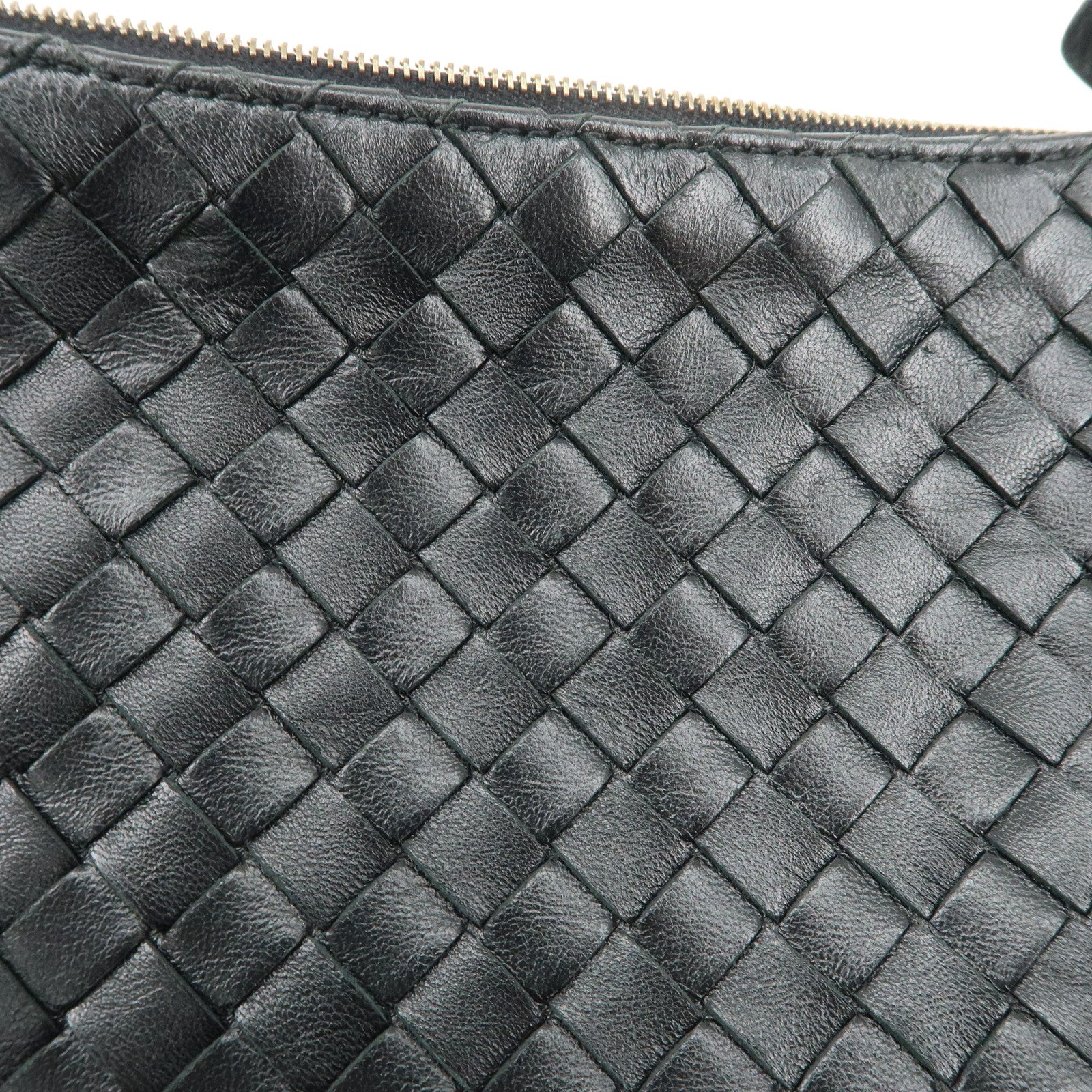BOTTEGA VENETA Intrecciato Leather Shoulder Bag Black 217981 Used
