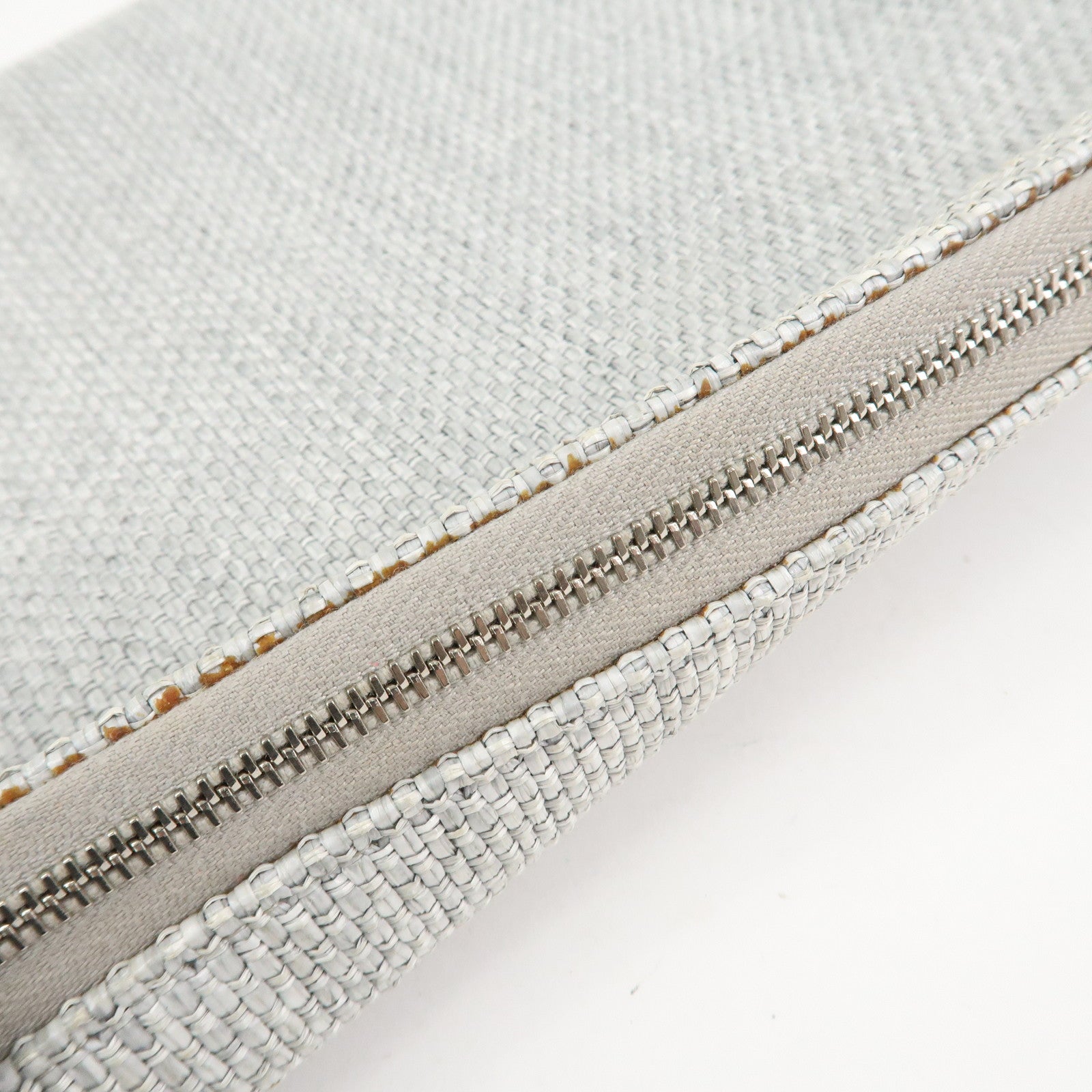 CHANEL Deauville Nylon Canvas Pouch Clutch Bag Light Gray A80118