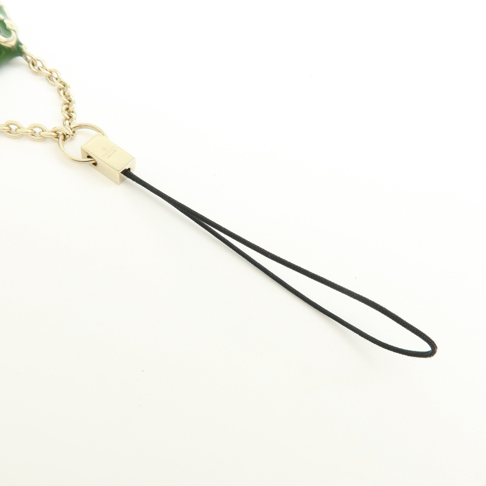 GUCCI Set of 2 Metal Bag Charm Key Chain Green Gold 138248