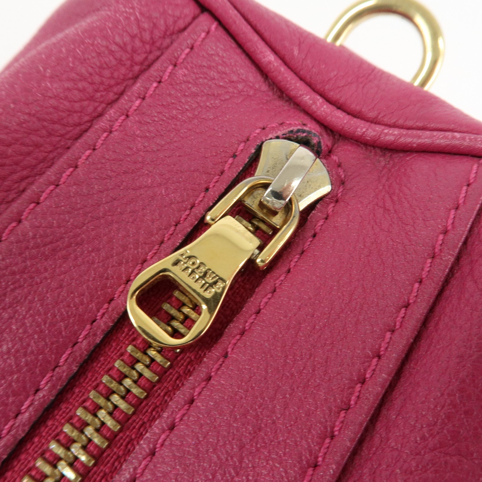 LOEWE Anagram Leather 2WAY Hand Bag Shoulder Bag Hot Pink Used