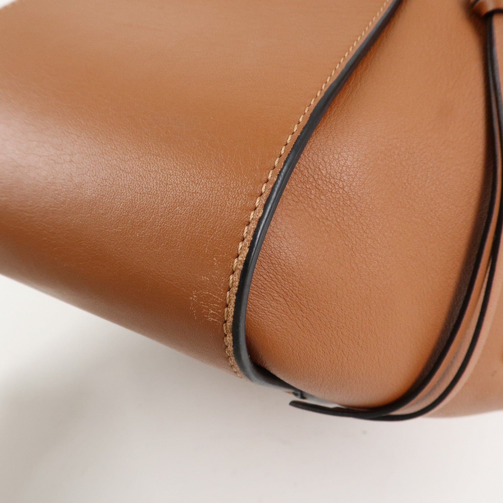 LOEWE Anagram Leather Hammock Small Shoulder Bag Tan Brown Used
