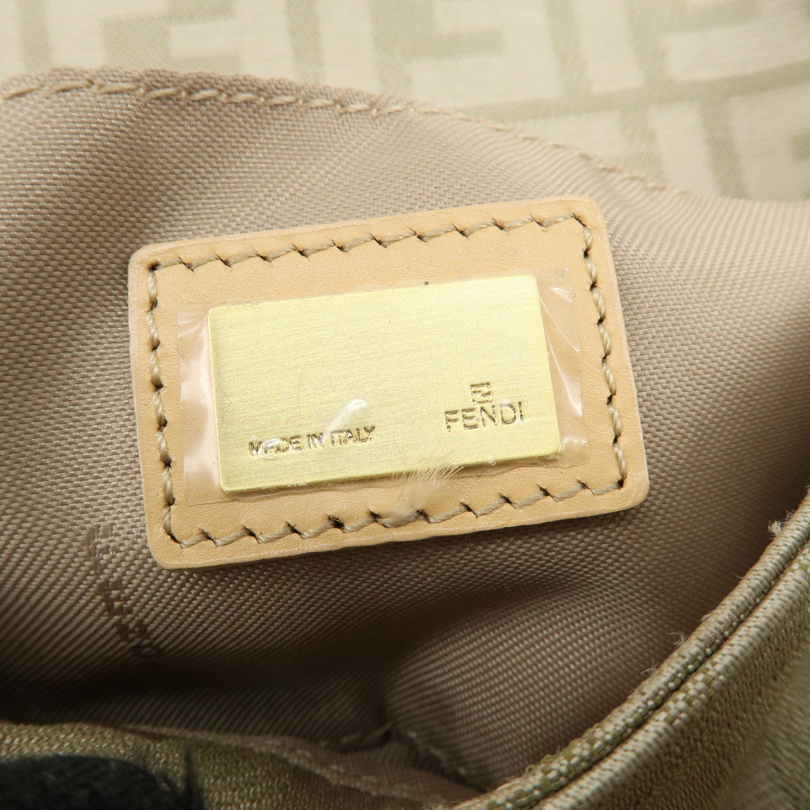 FENDI Zucca Canvas Leather Hand Bag Beige 8BR180