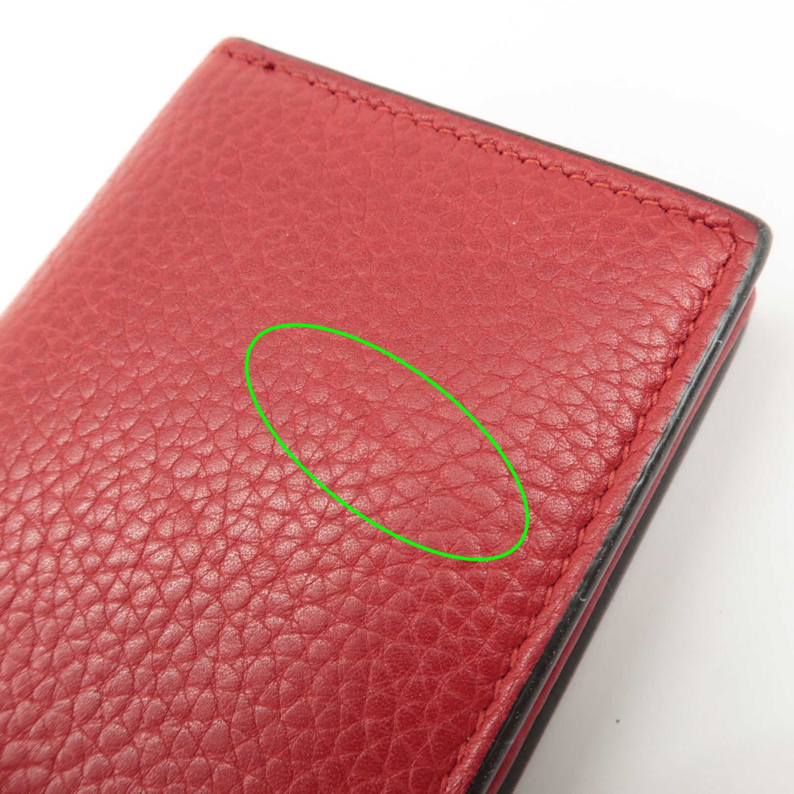 GUCCI Animalier Leather Bi-fold Compact Wallet Red 453169 Used