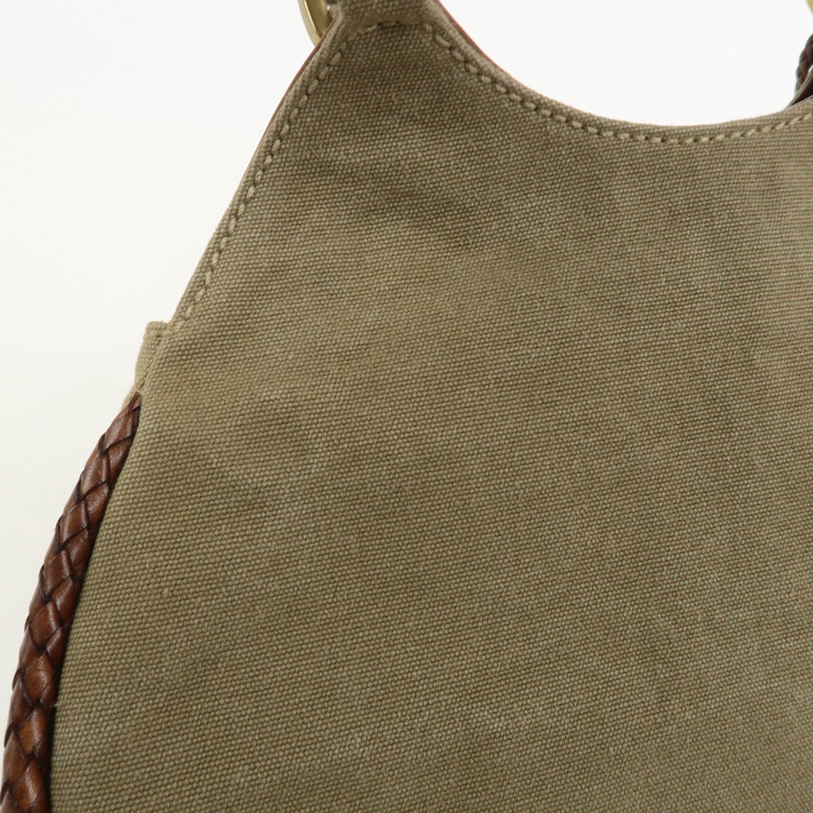 GUCCI Bamboo Canvas Leather Shoulder Bag Hand Bag Brown 109128