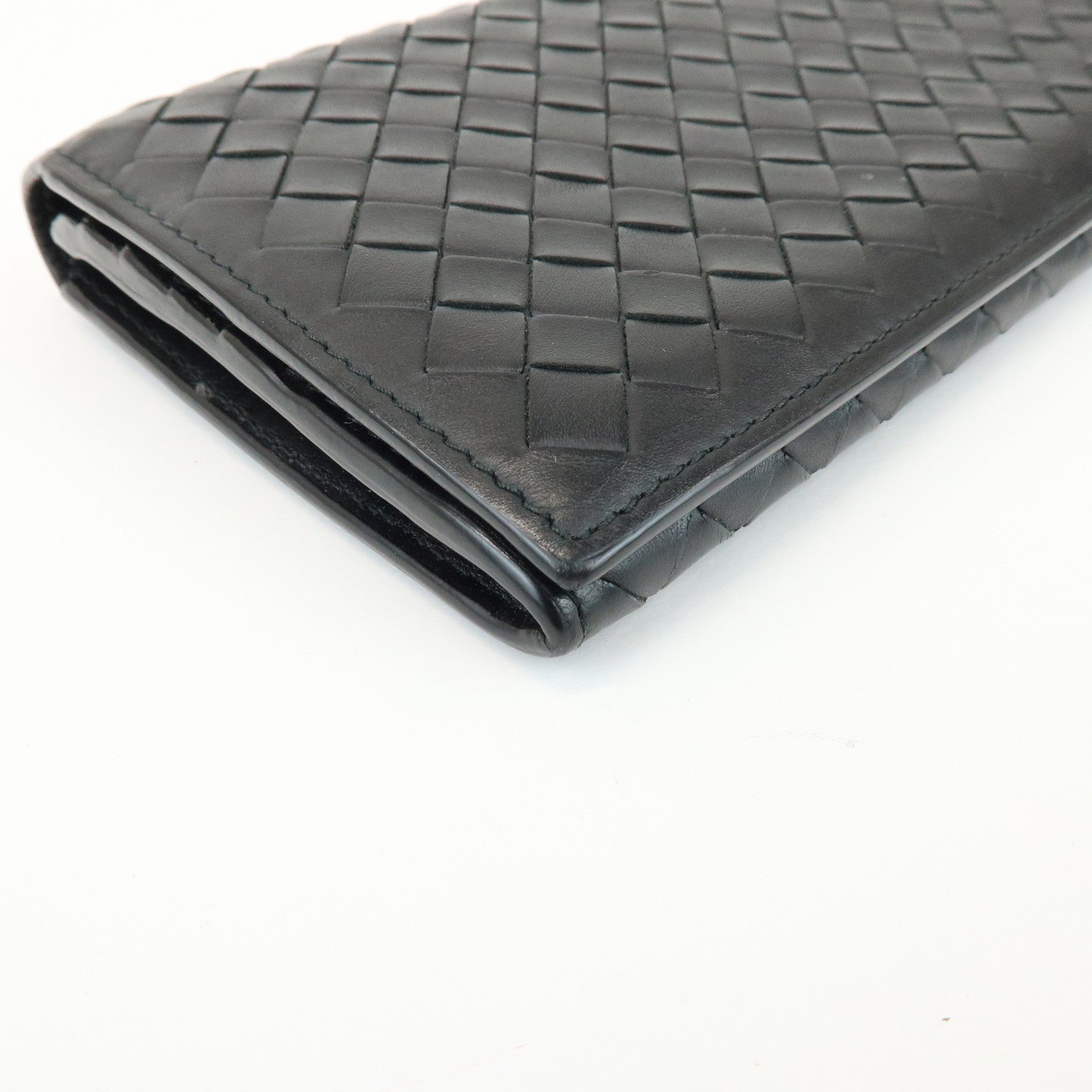 BOTTEGA VENETA Intrecciato Leather Long Wallet Black