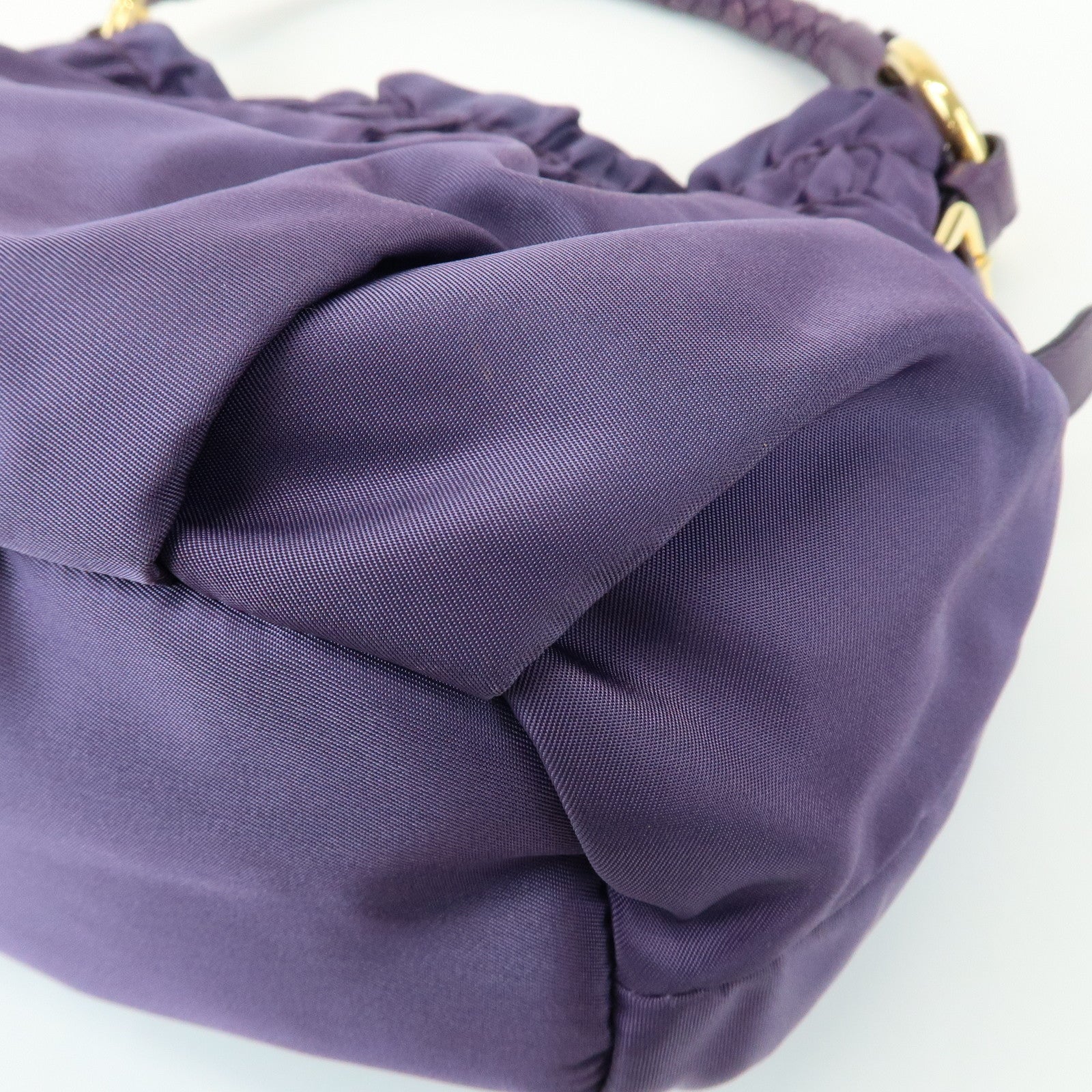 PRADA Ribbon Nylon Leather Shoulder Bag Hand Bag Purple BR4237