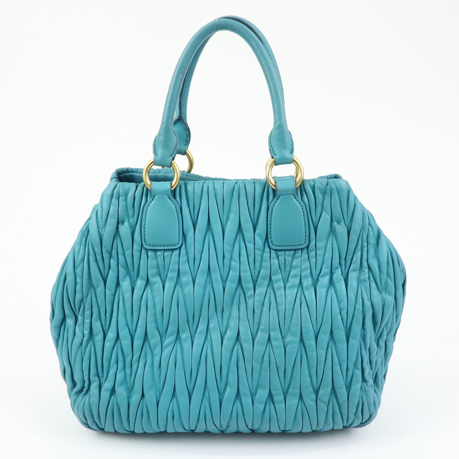 MIU MIU Matelasse Nappa Leather 2Way Bag Hand Bag Marine 5BE886