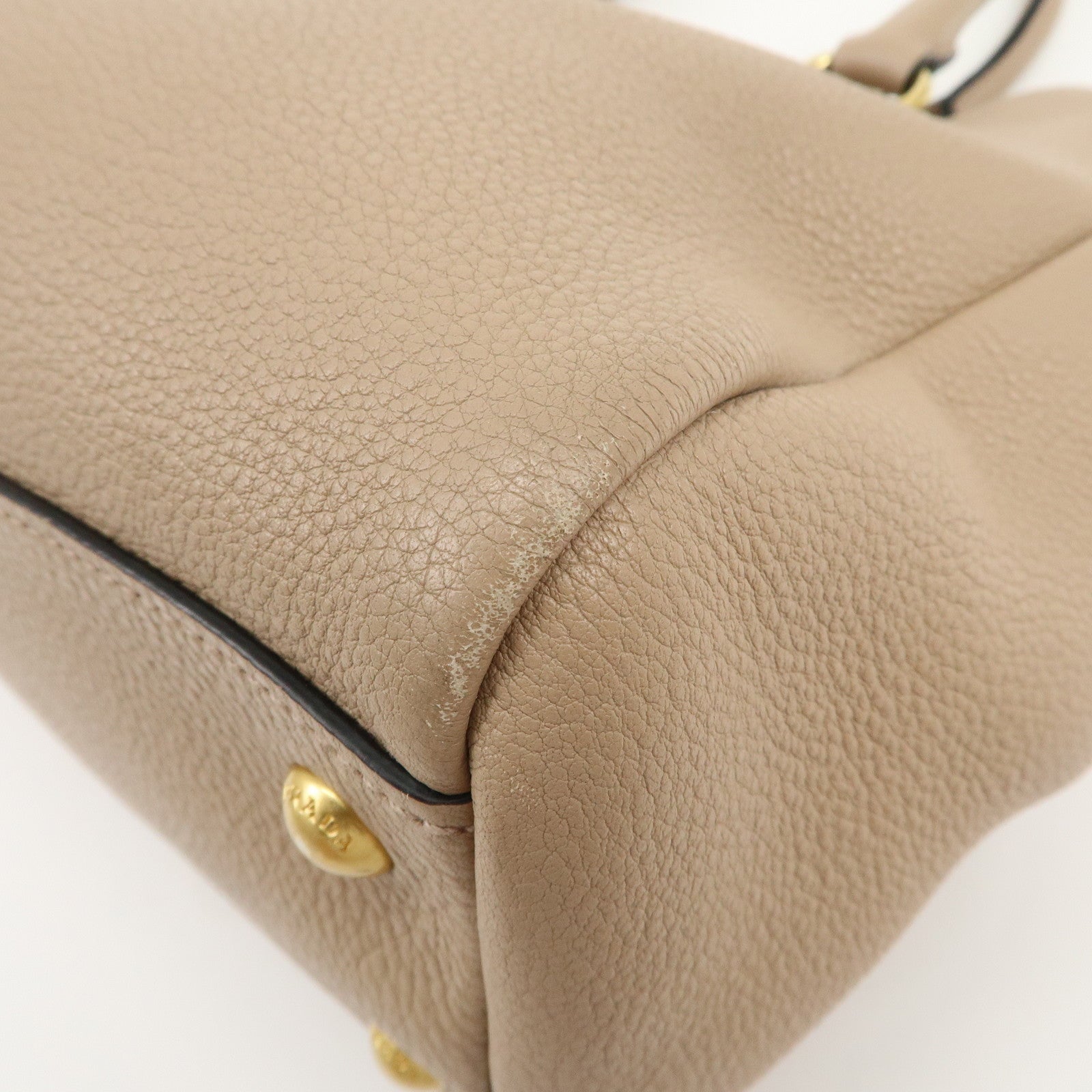 PRADA Logo Leather 2Way Shoulder Bag Hand Bag Pink Beige 1BG044