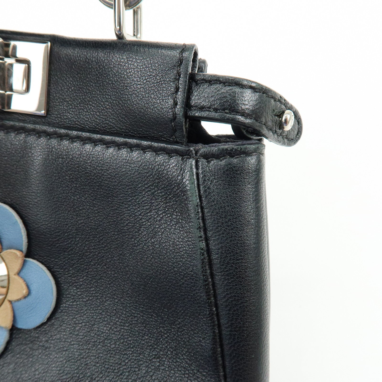 FENDI Micro Peekaboo Leather Flower Motif 2Way Shoulder Bag 8M0355
